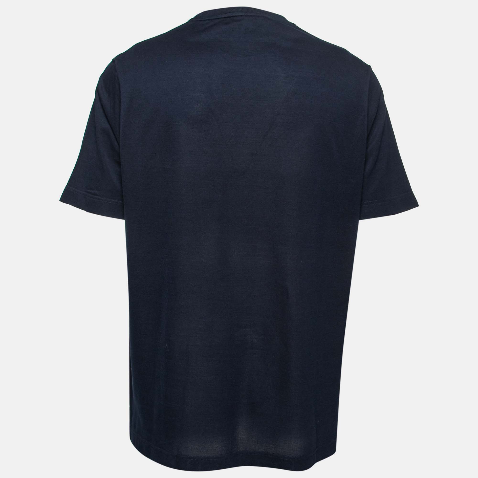 

Hermes Navy Blue Cotton Pique Pocket Detail T-Shirt 2XL