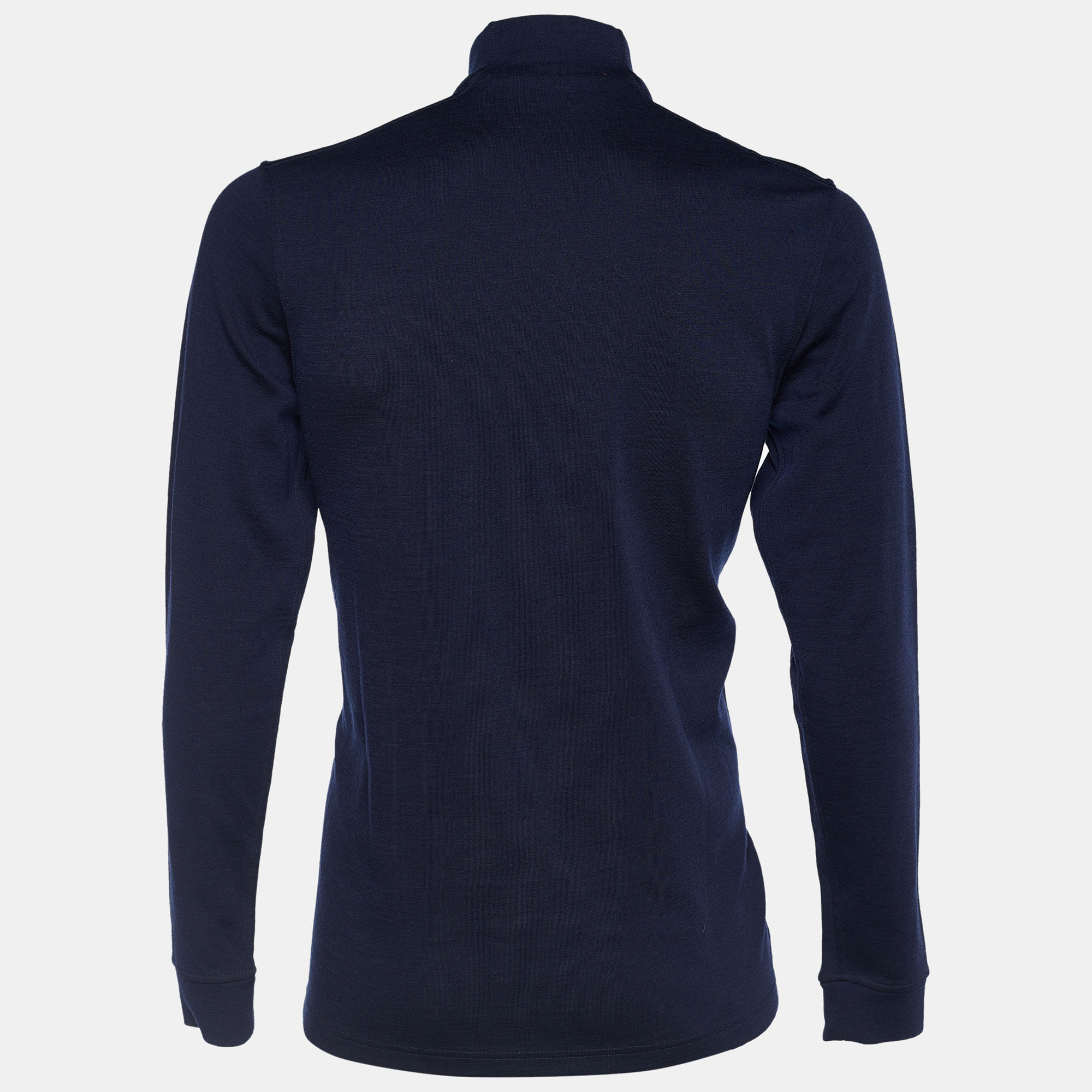 

Hermes Sellier Navy Blue Wool Knit Zip Detail T-Shirt