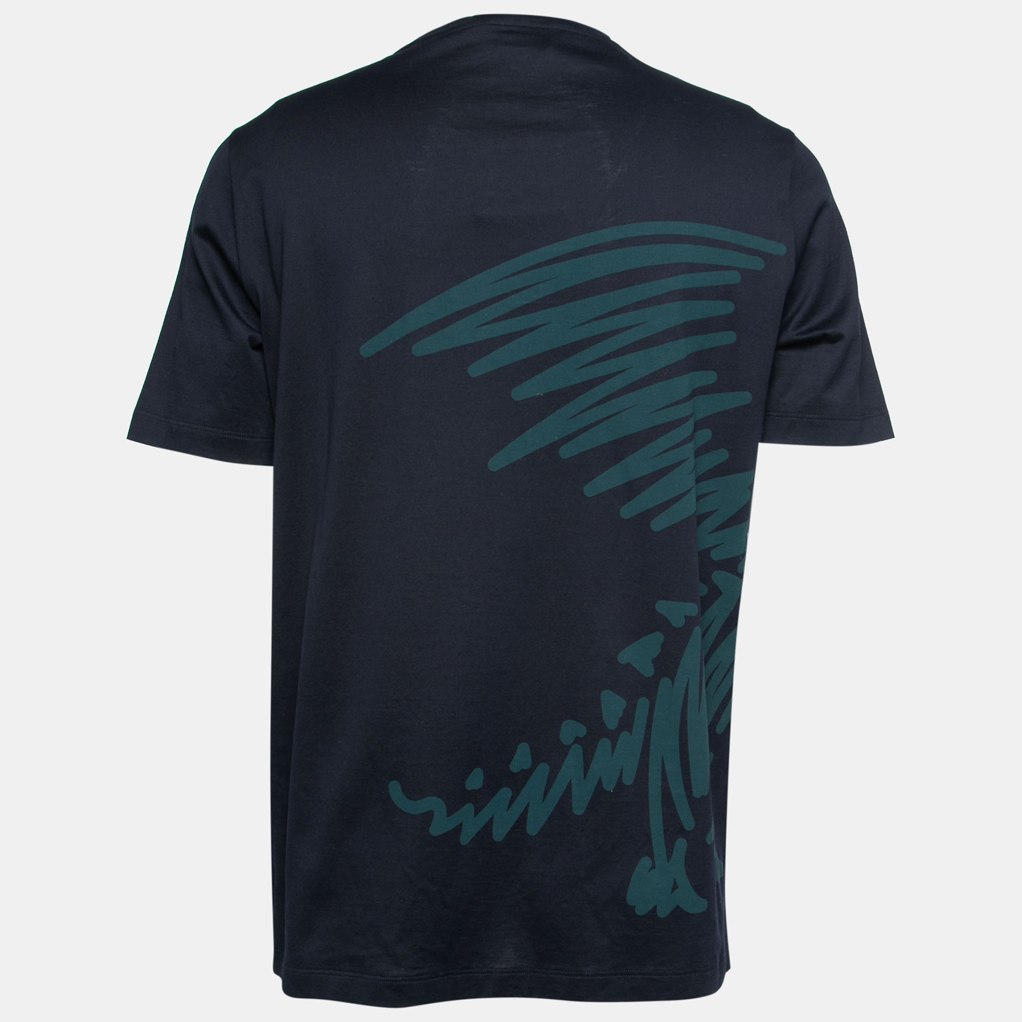 

Hermes Navy Blue Cotton Dragon Print T-Shirt