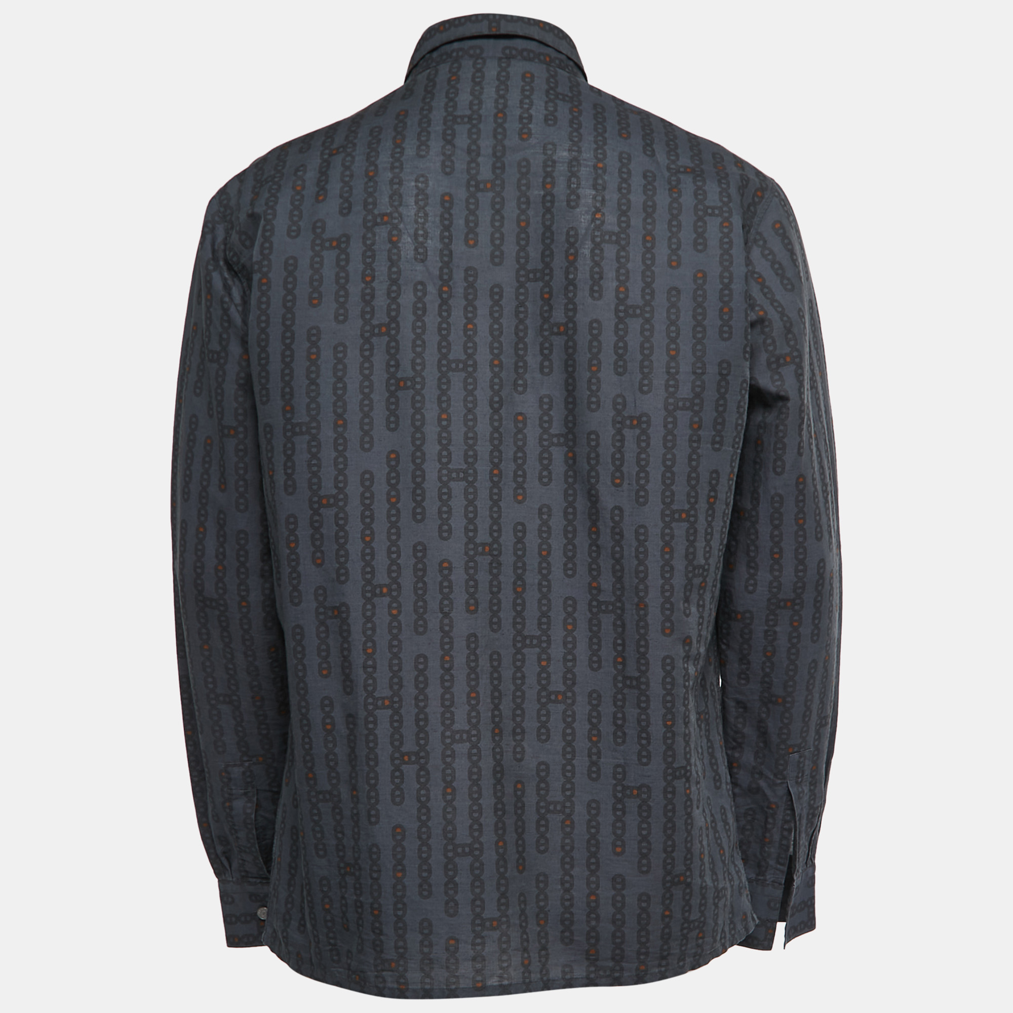 

Hermes Blue Printed Linen Blend Full Sleeve Shirt