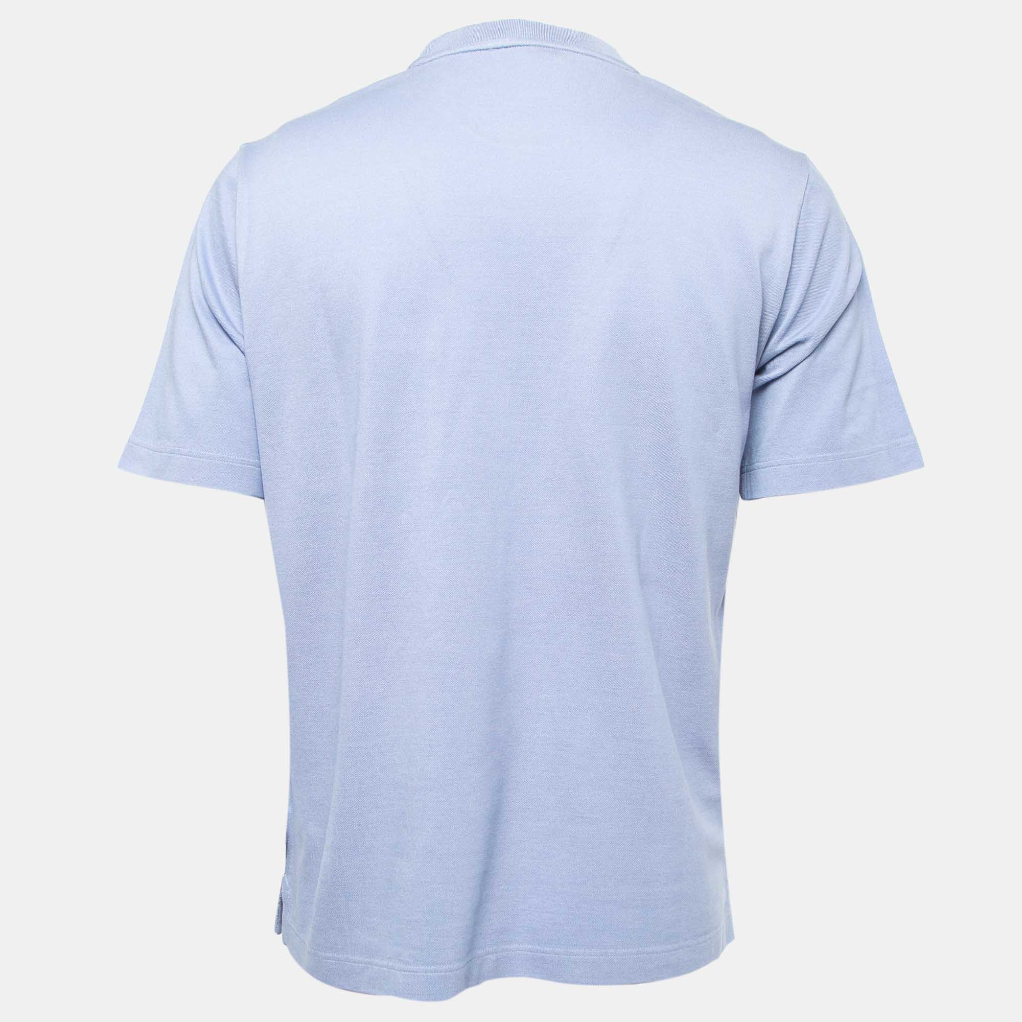 

Hermes Blue Cotton Crew Neck Half Sleeve T-Shirt