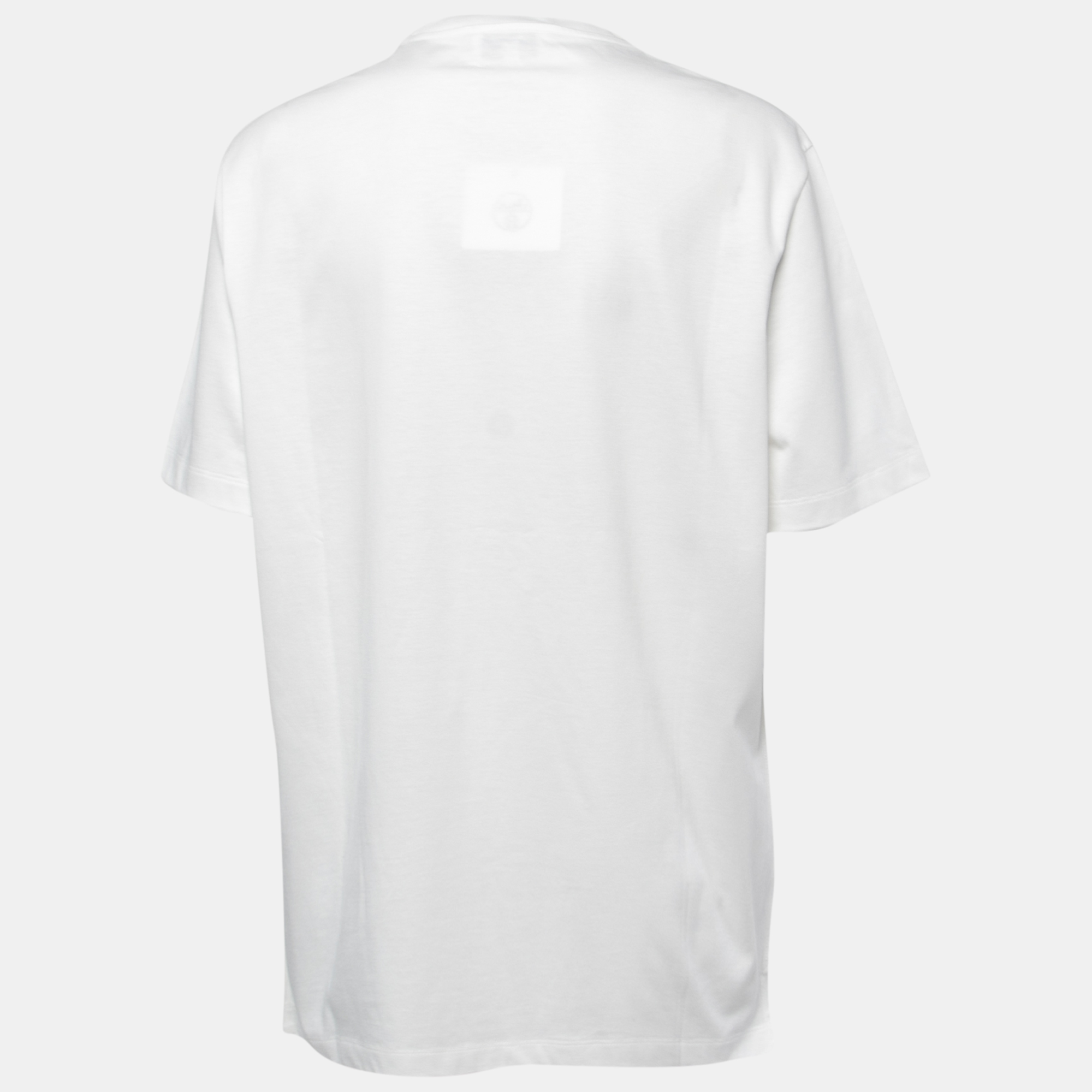 

Hermes White Quarterb'H" Print Cotton Crew Neck Half Sleeve T-Shirt