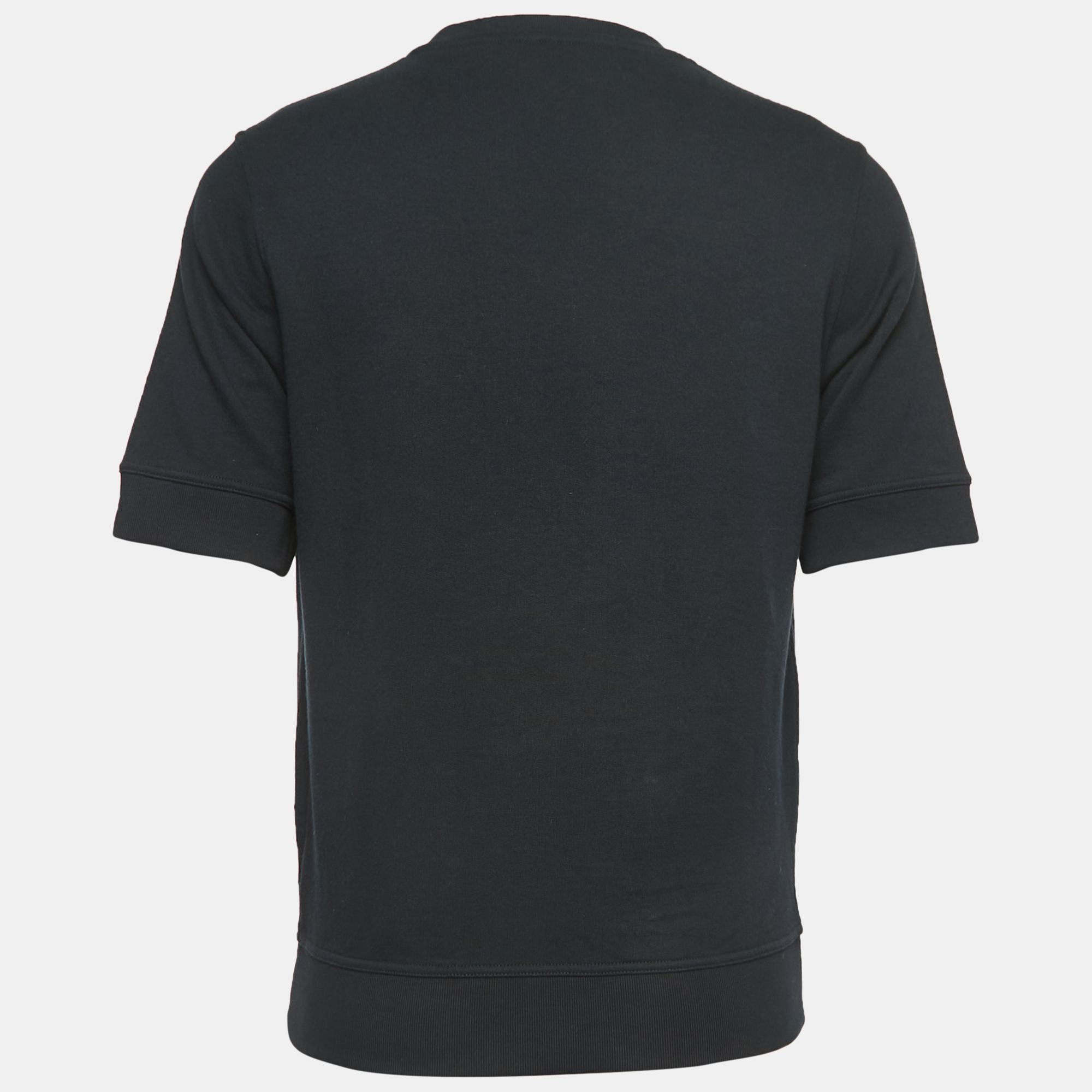 

Hermes Black Cotton Leather Patched Half Sleeve T-Shirt