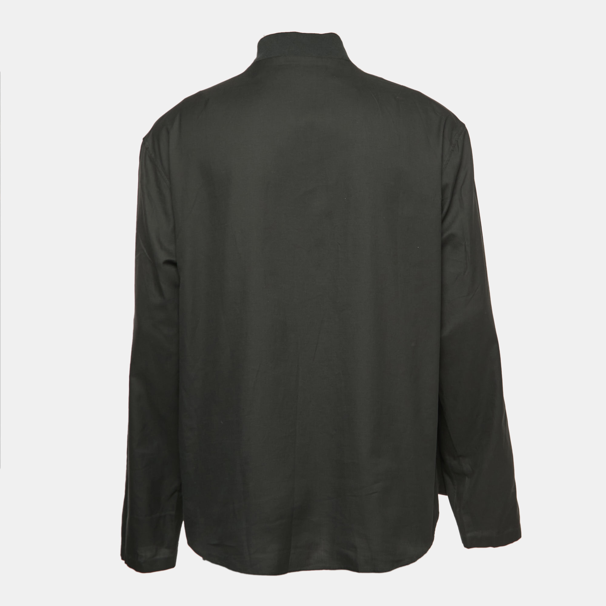 

Hermes Dark Green Cotton Zip-up Long Sleeve Shirt