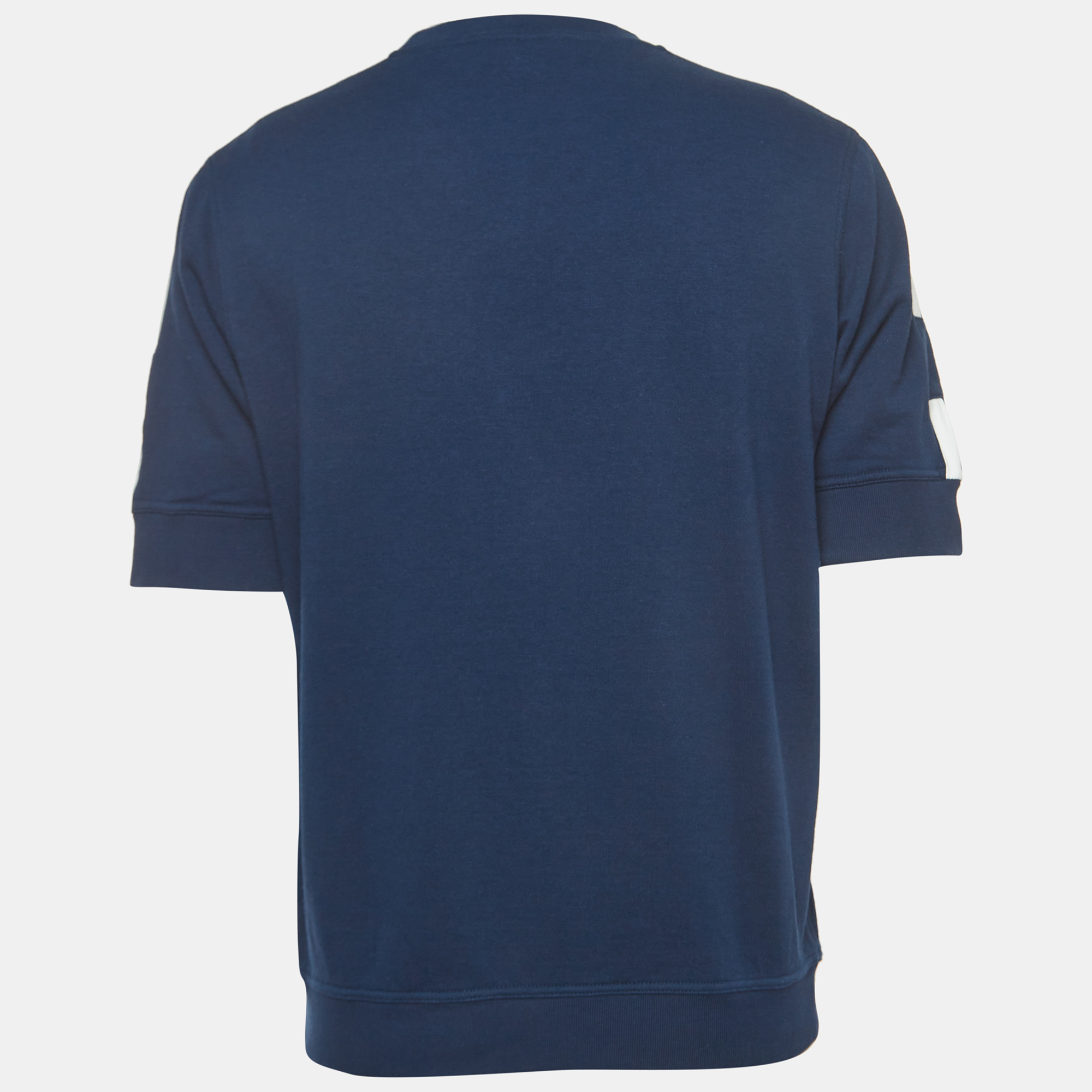 

Hermes Navy Blue Cotton Striped Detail Crew Neck T-Shirt