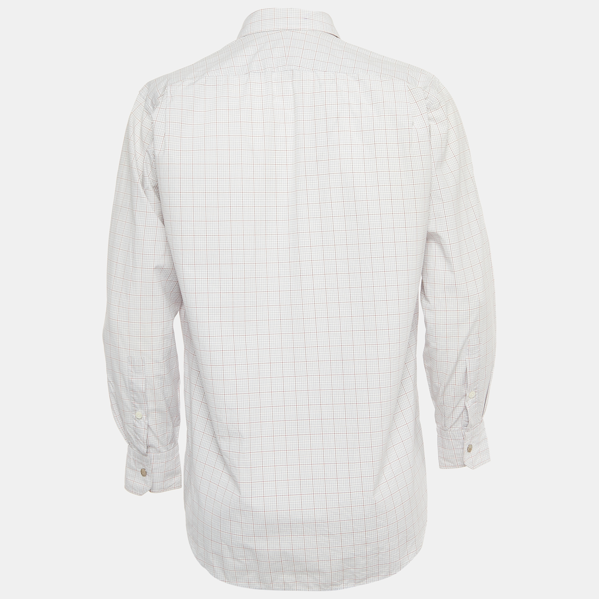 

Hermes White Plaid Cotton Button Down Full Sleeve Shirt