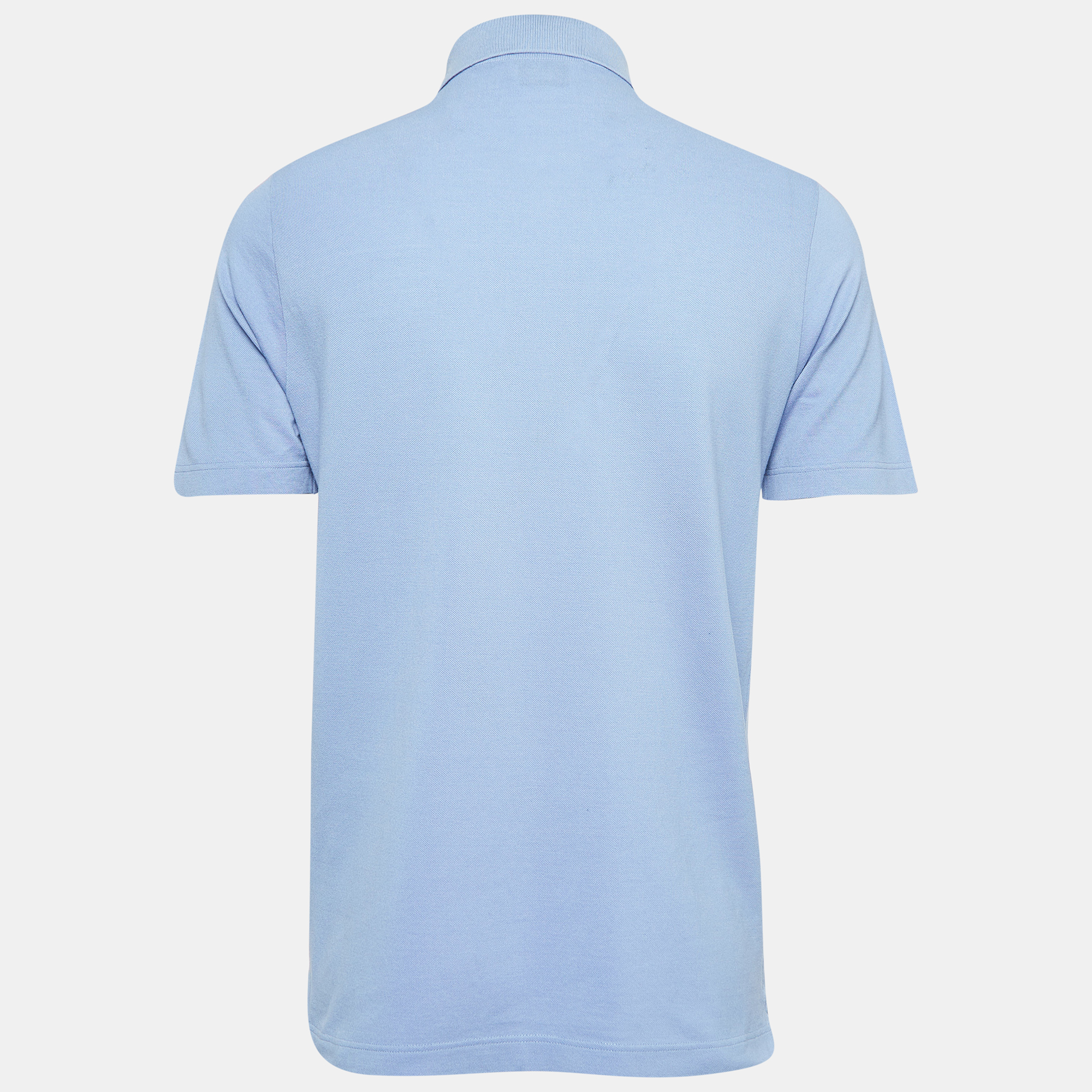 

Hermes Blue Logo Embroidered Cotton Pique Polo T-Shirt