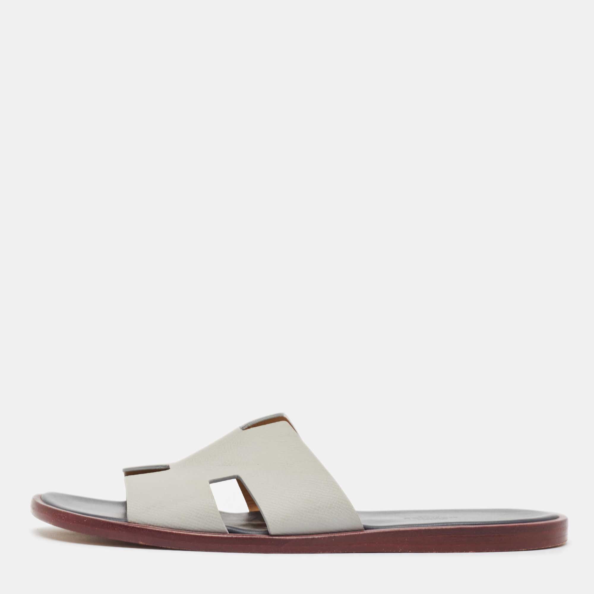 

Hermes Grey Leather Izmir Sandals Size