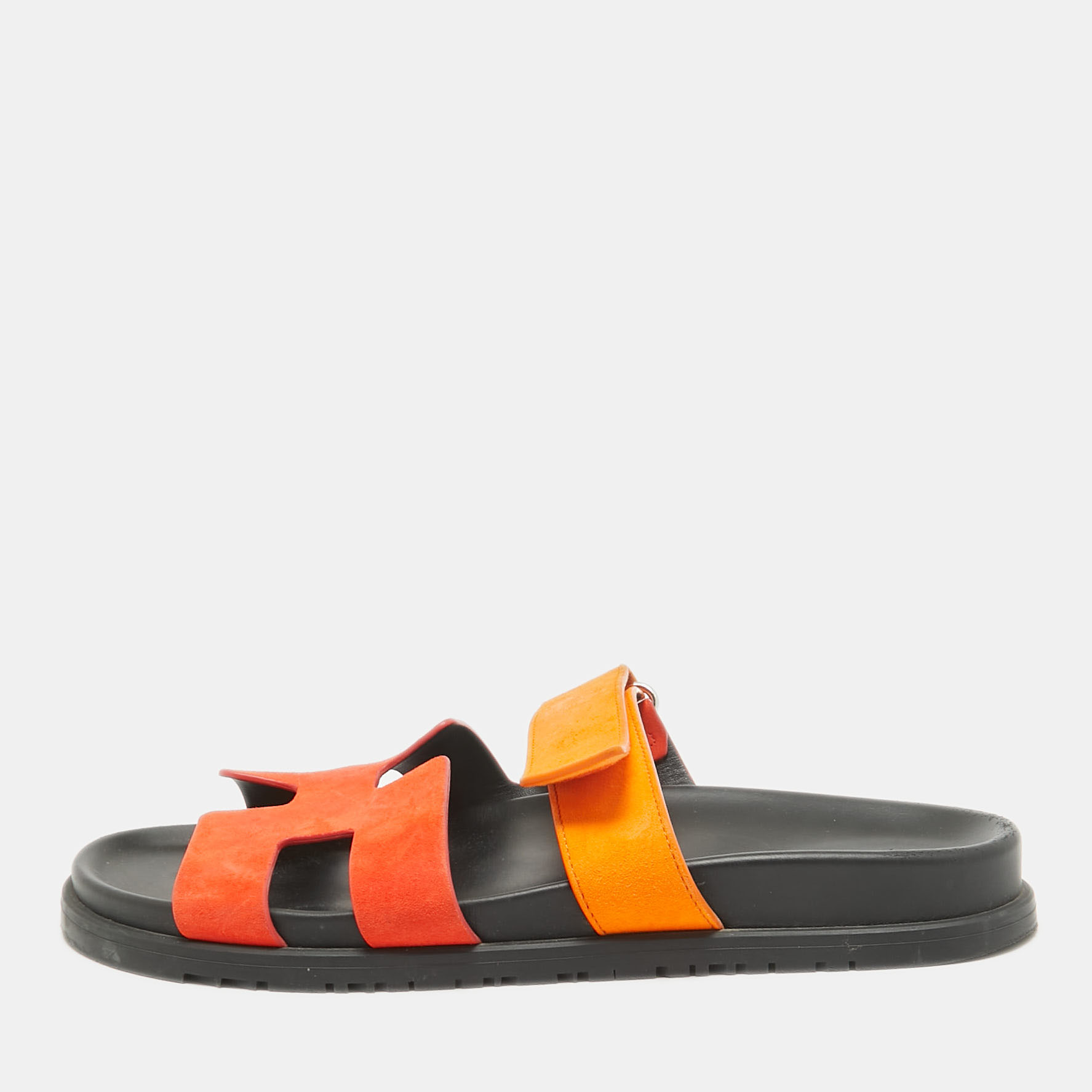 Pre-owned Hermes Orange Suede Chypre Sandals Size 41