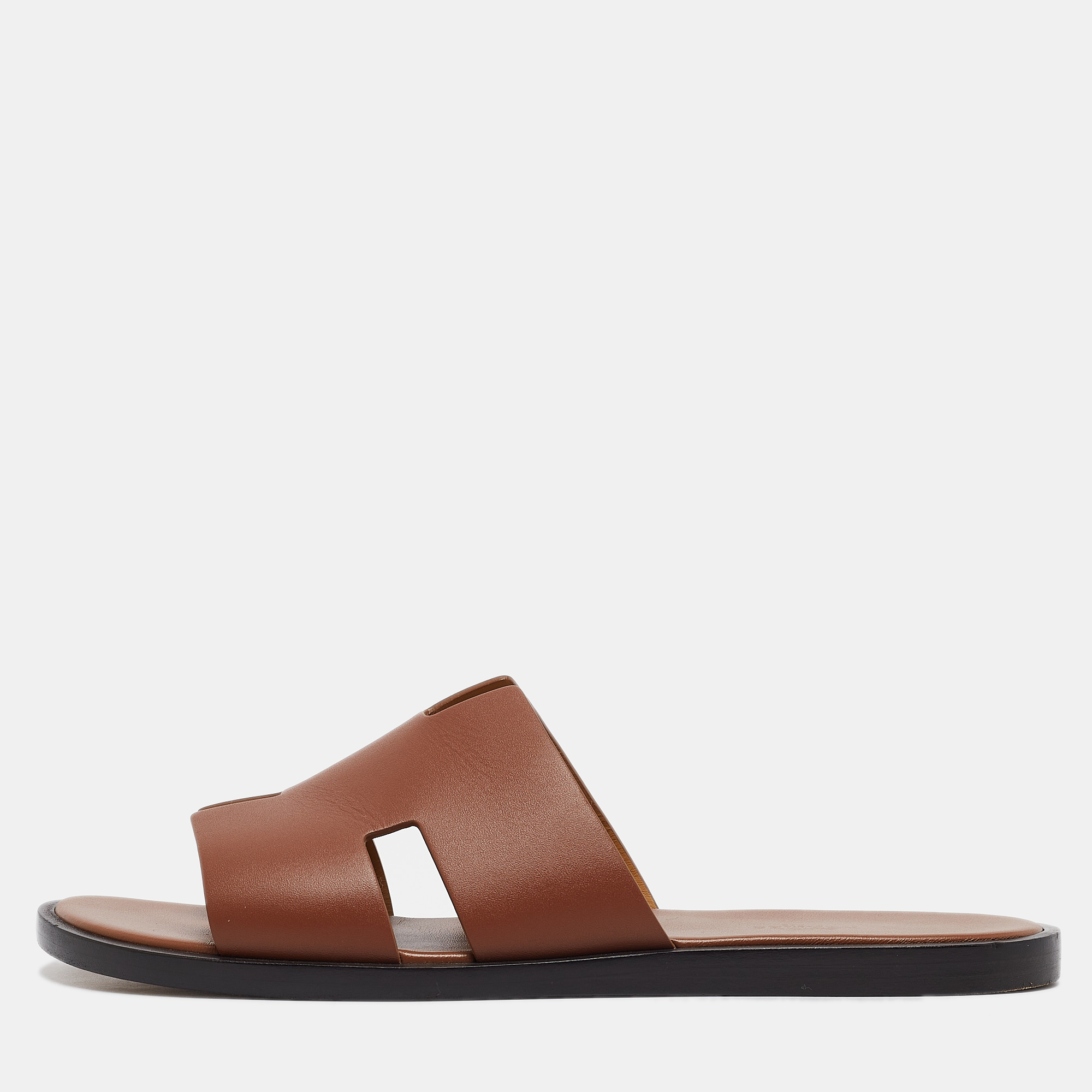 

Hermes Brown Leather Izmir Slides Size