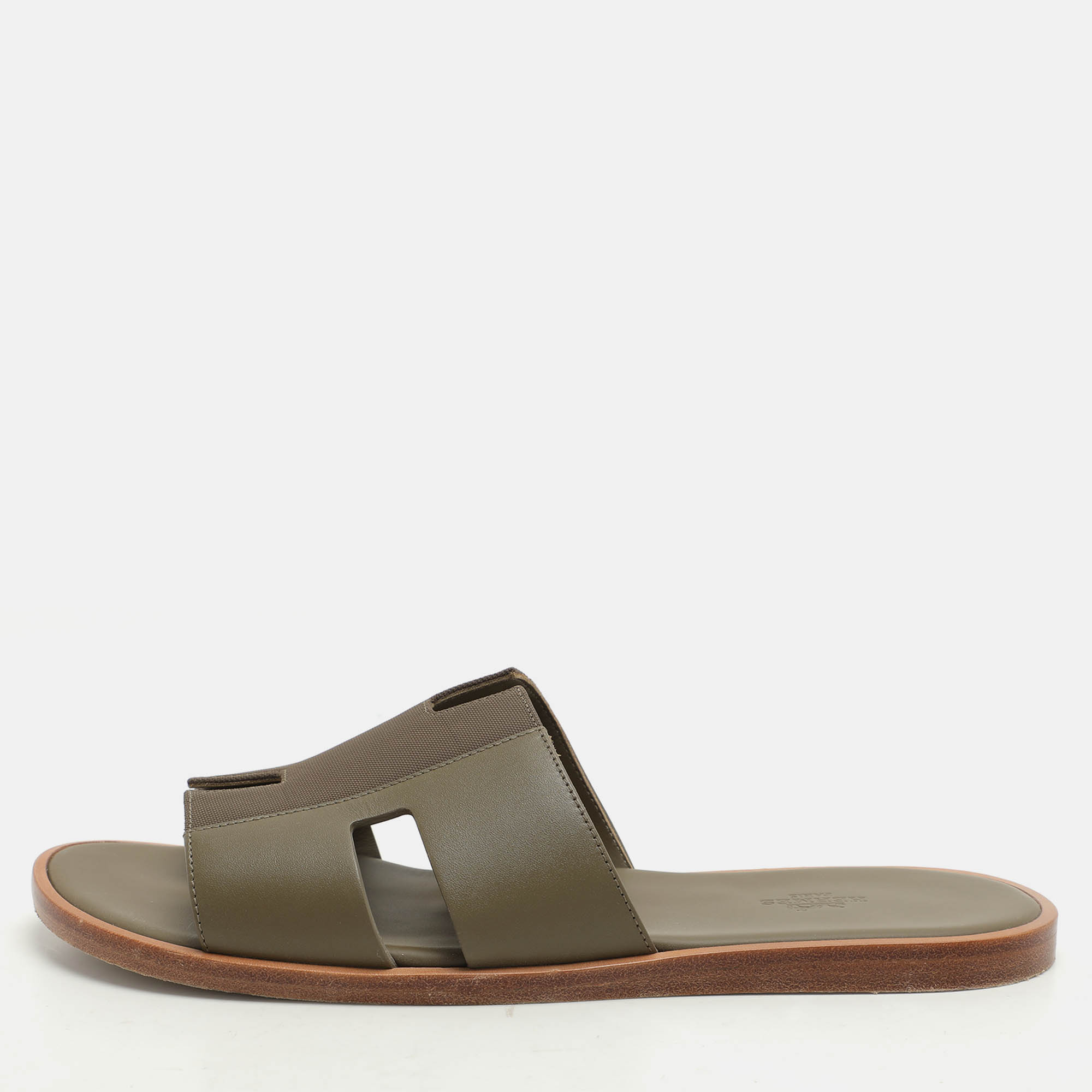 

Hermes Green Leather and Canvas Izmir Sandals Size 43