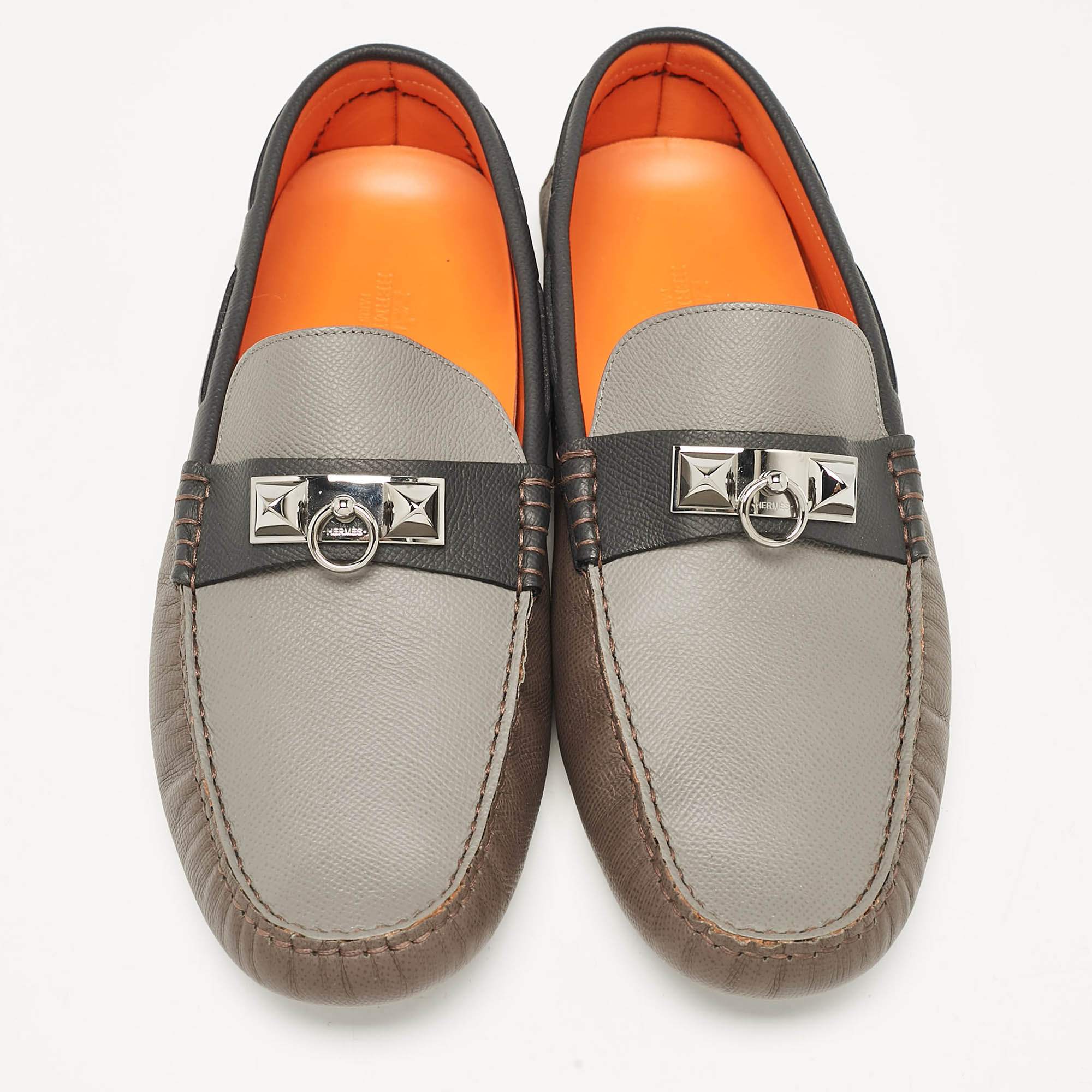 Hermes Multicolor Leather Irving Loafers Size 44 