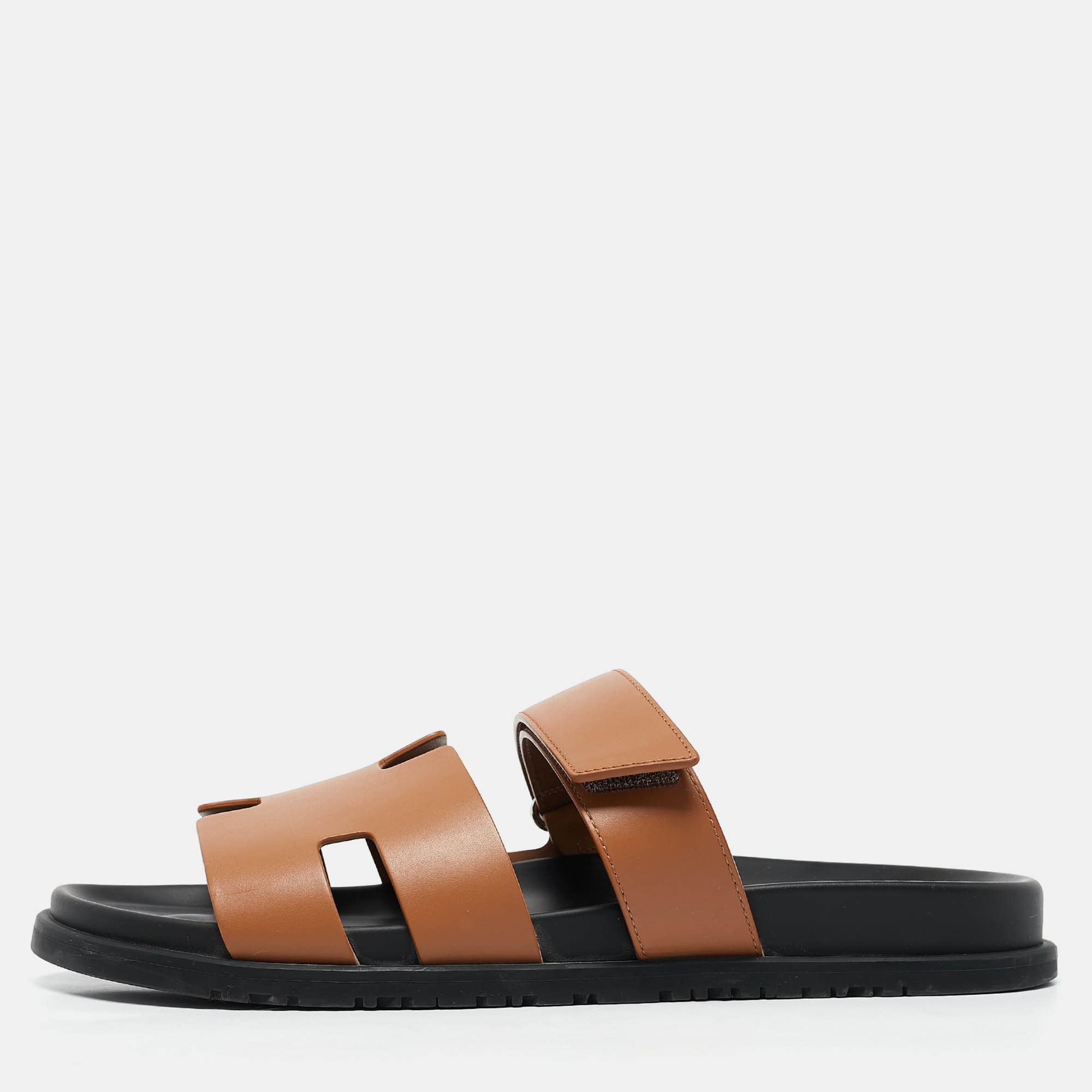 

Hermes Brown Leather Chypre Sandals Size