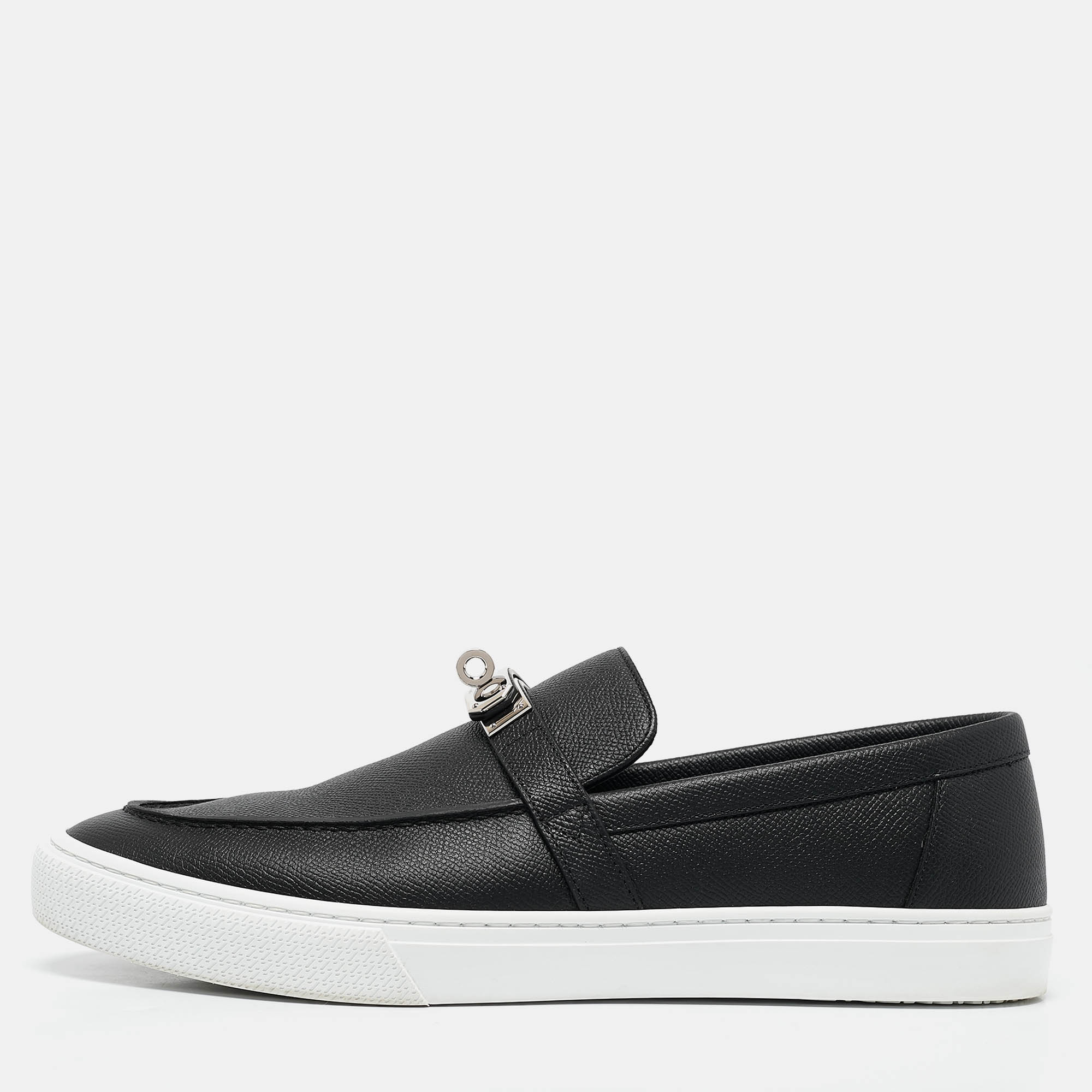 

Hermes Black Leather Game Slip On Sneakers Size