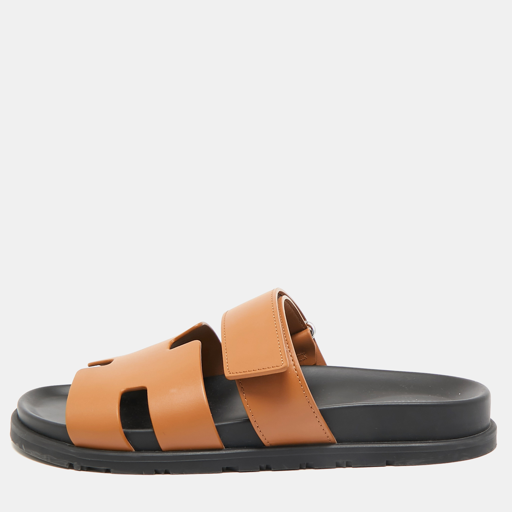 

Hermes Brown Leather Chypre Sandals Size