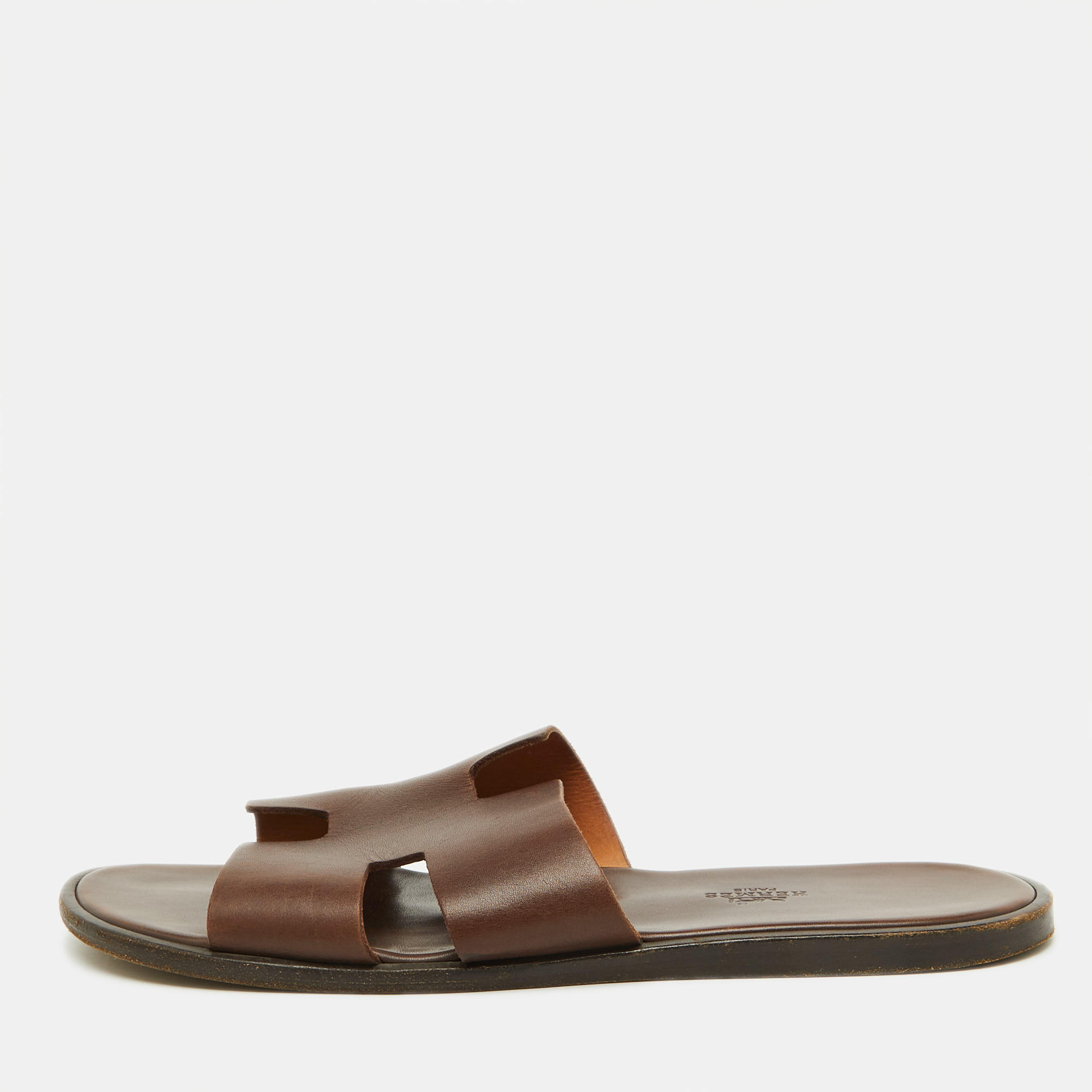 

Hermes Dark Brown Leather Izmir Flat Sandals Size