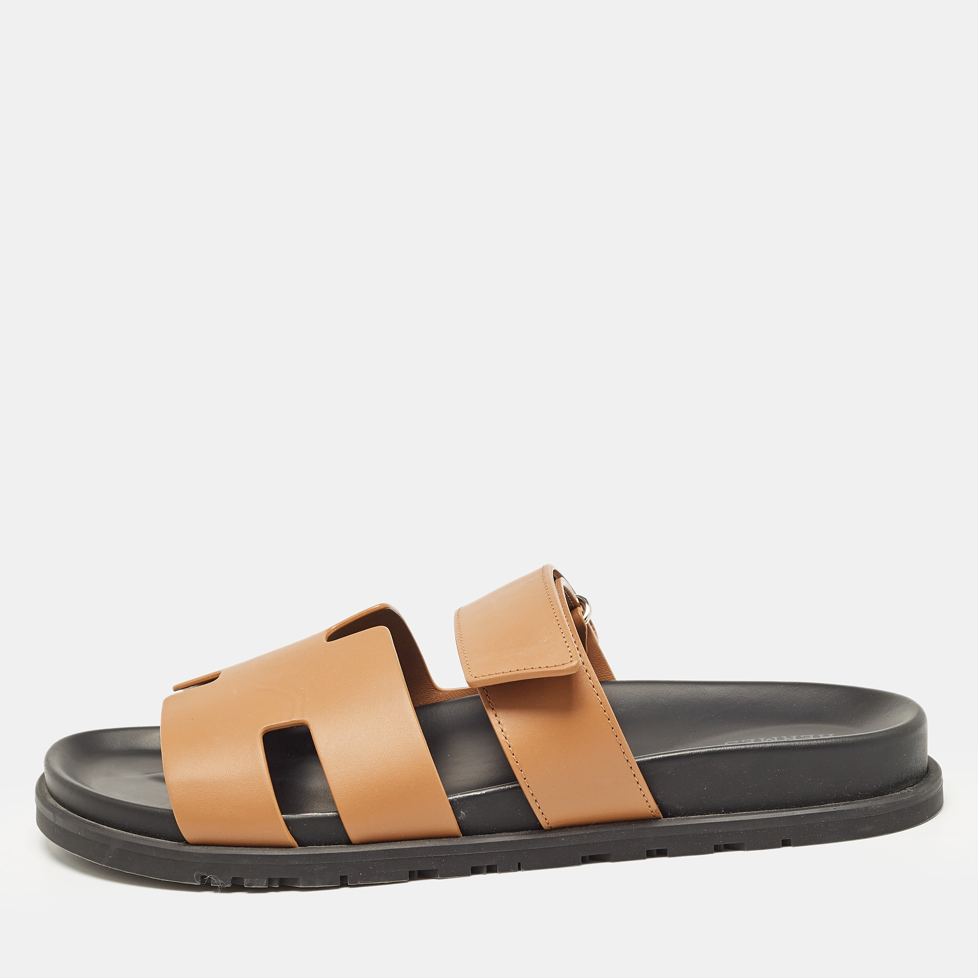 

Hermes Brown Leather Chypre Sandals Size