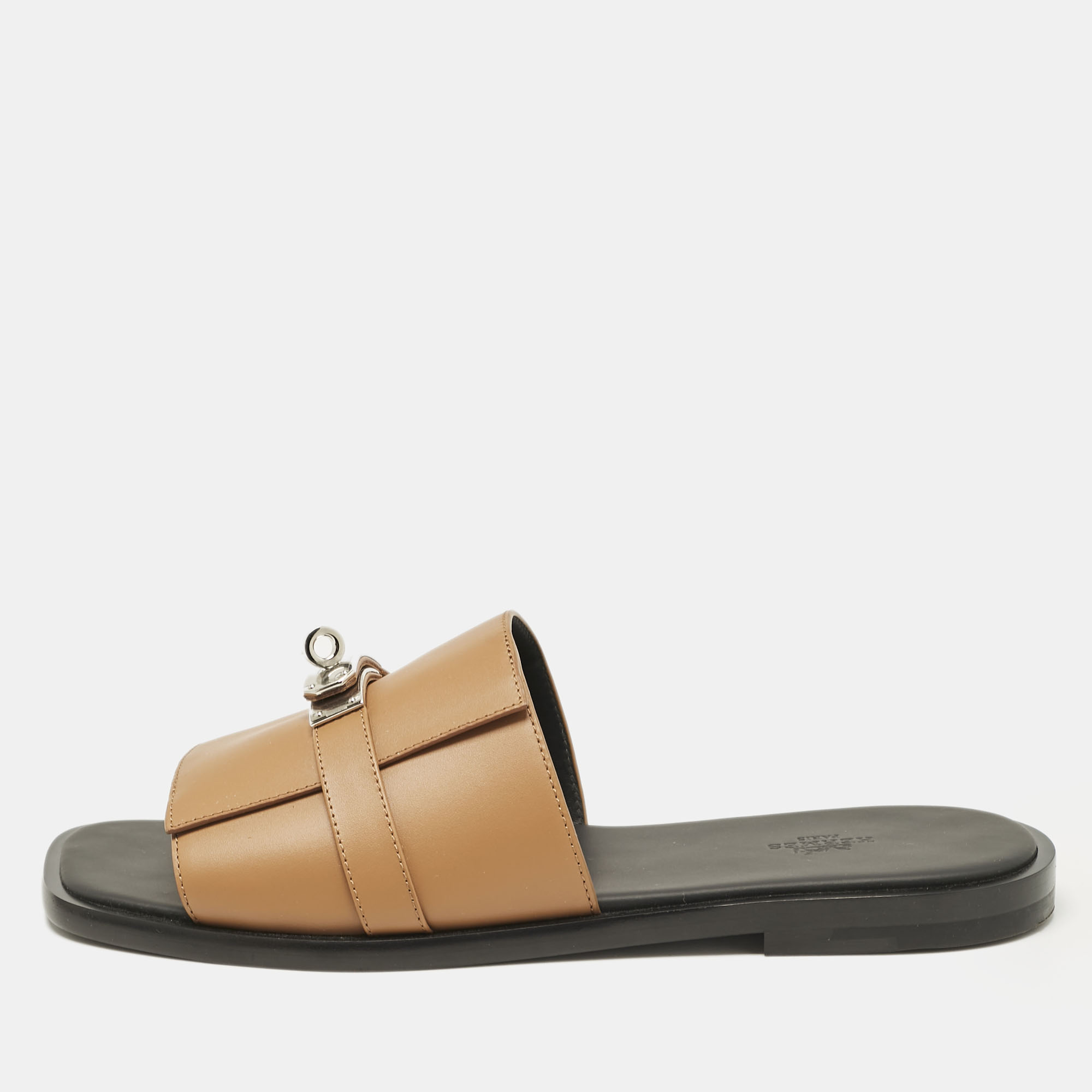 

Hermès Brown Leather Gabriel Sandals Size