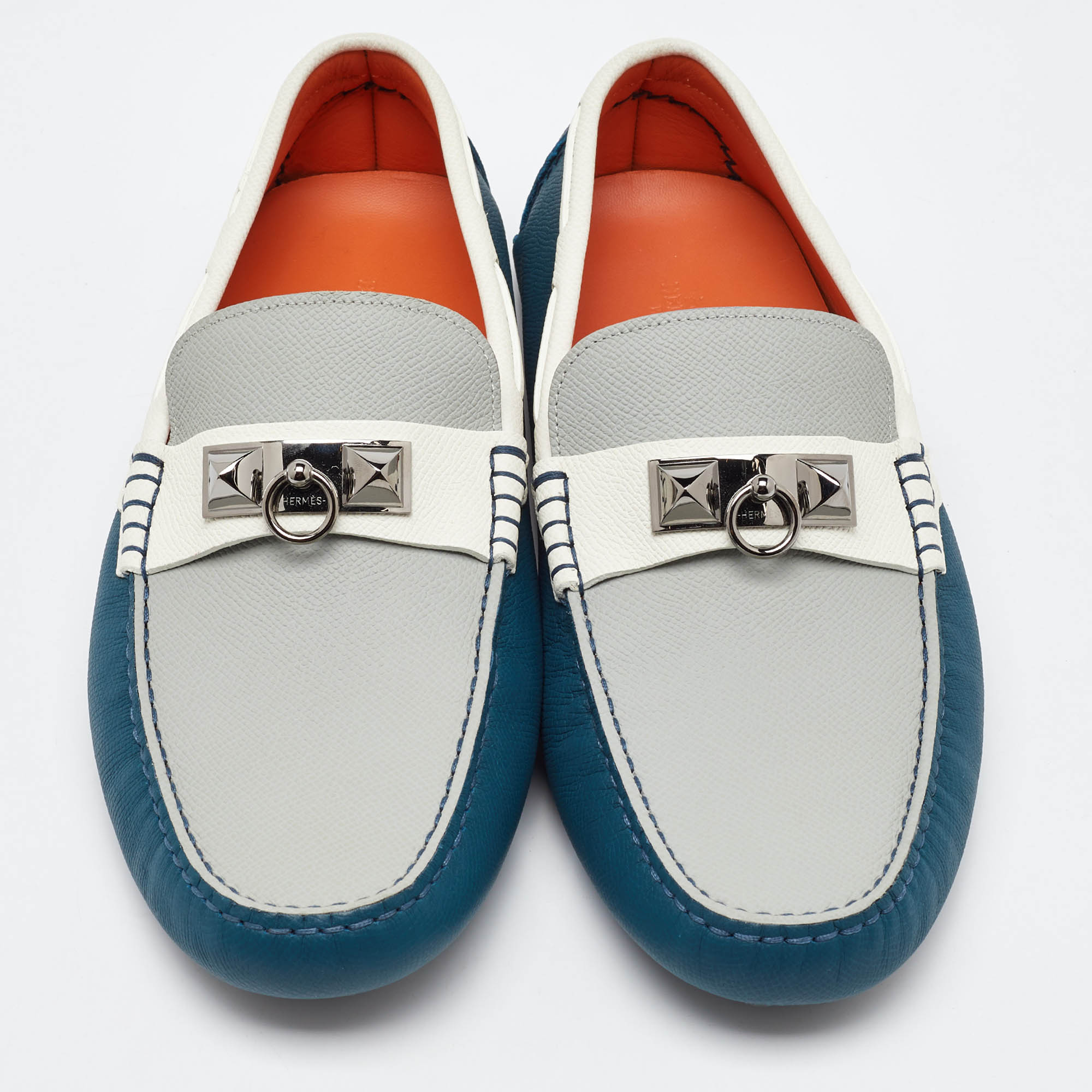 Hermes Multicolor Leather Irving Loafers Size 43 