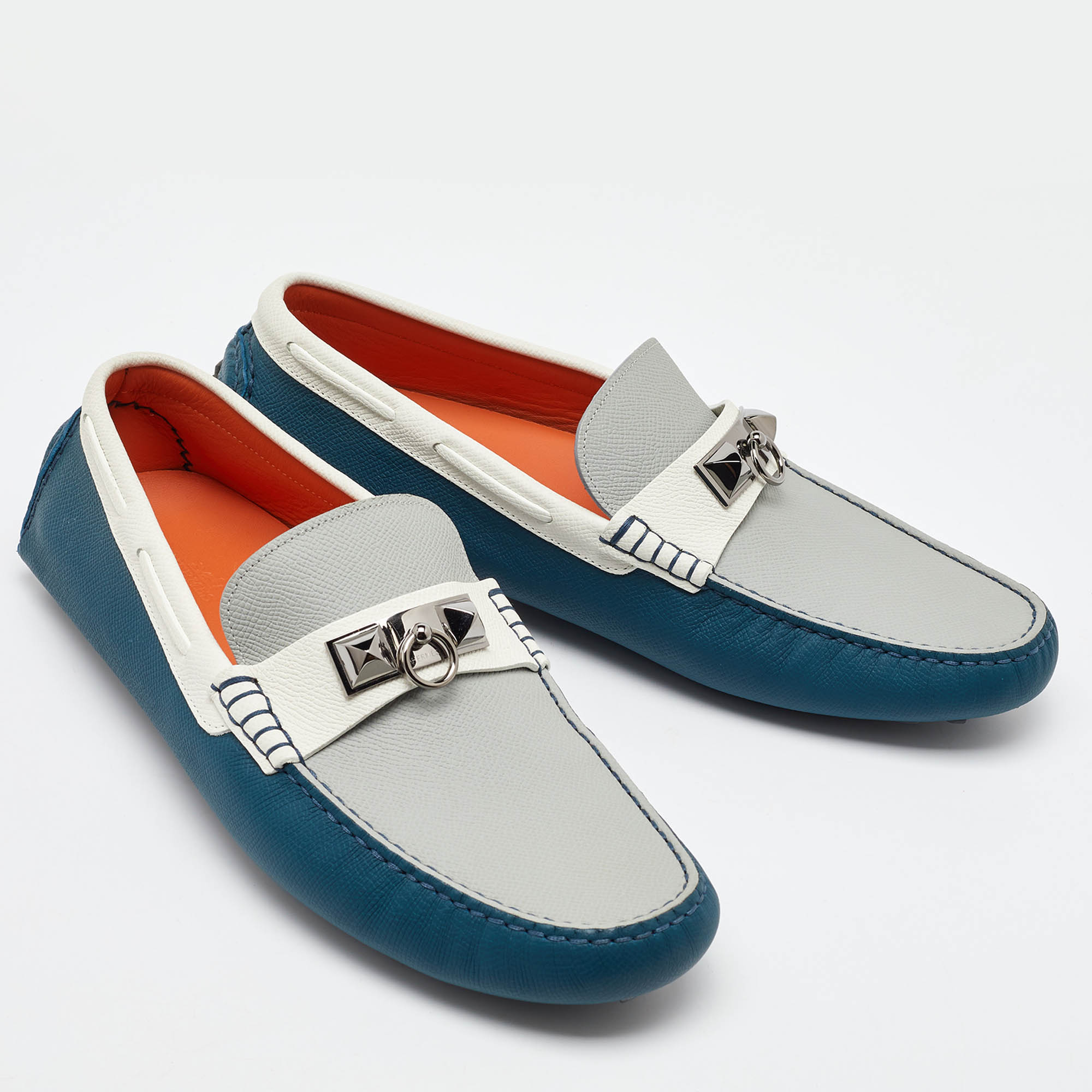 Hermes Multicolor Leather Irving Loafers Size 43 