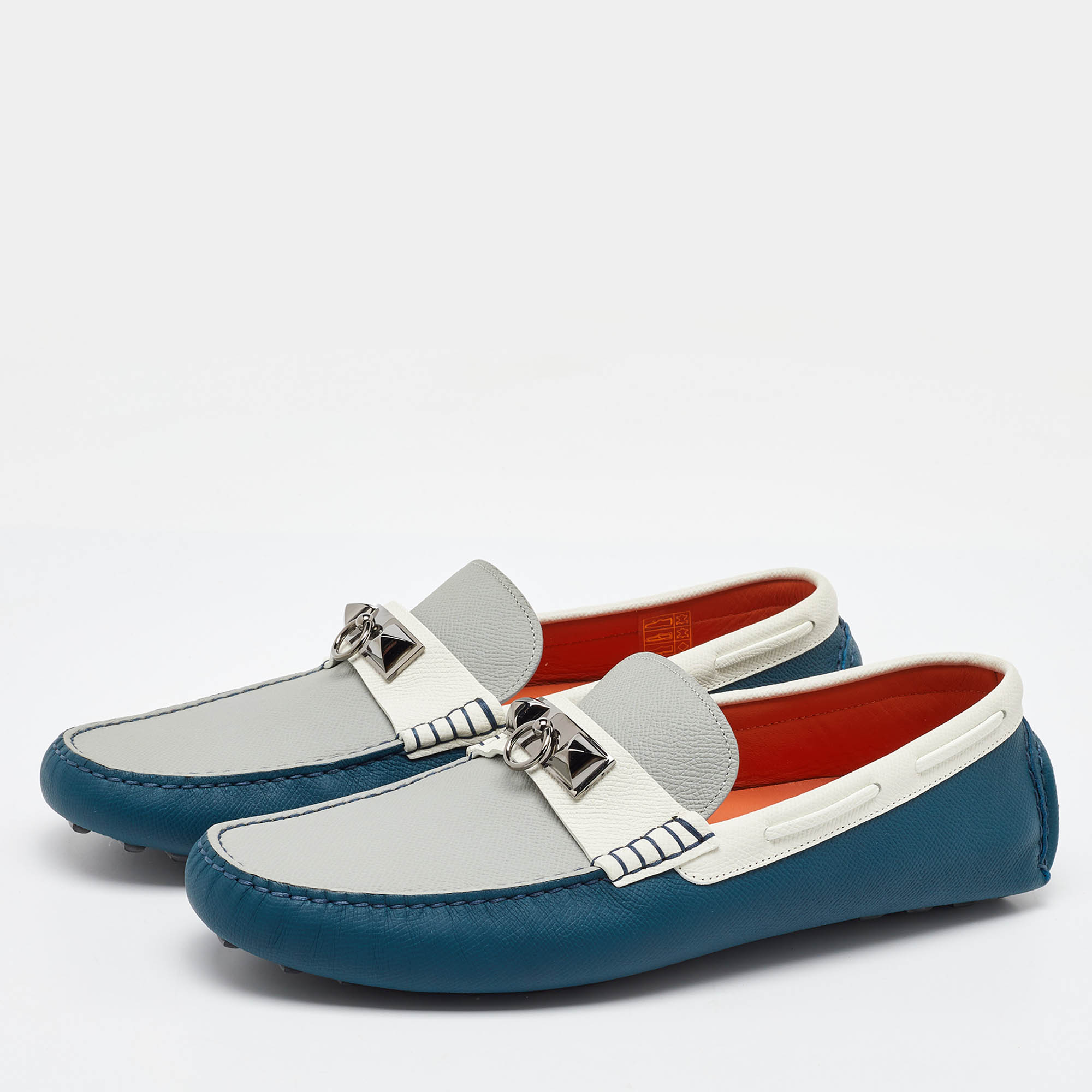 Hermes Multicolor Leather Irving Loafers Size 43 