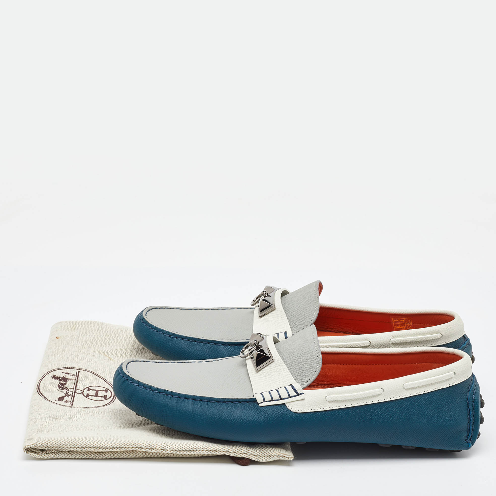 Hermes Multicolor Leather Irving Loafers Size 43 