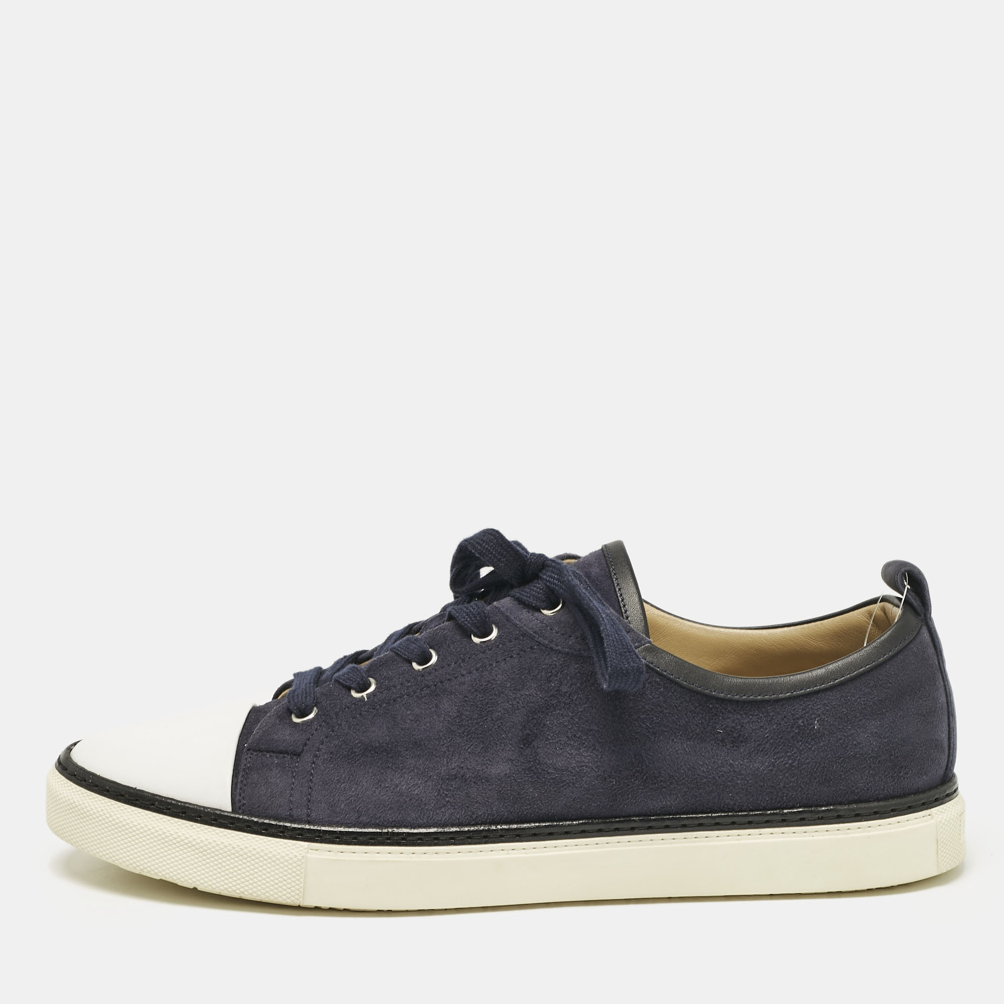 

Hermes Navy Blue/White Suede and Leather Low Top Sneakers Size