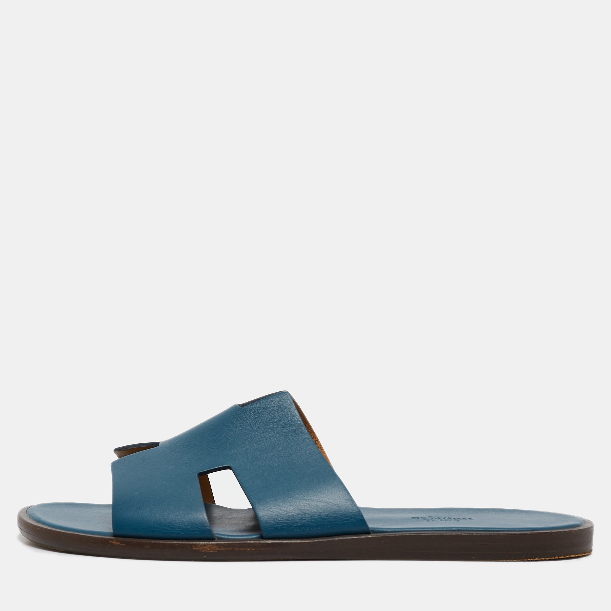 

Hermes Blue Leather Izmir Flat Sandals Size