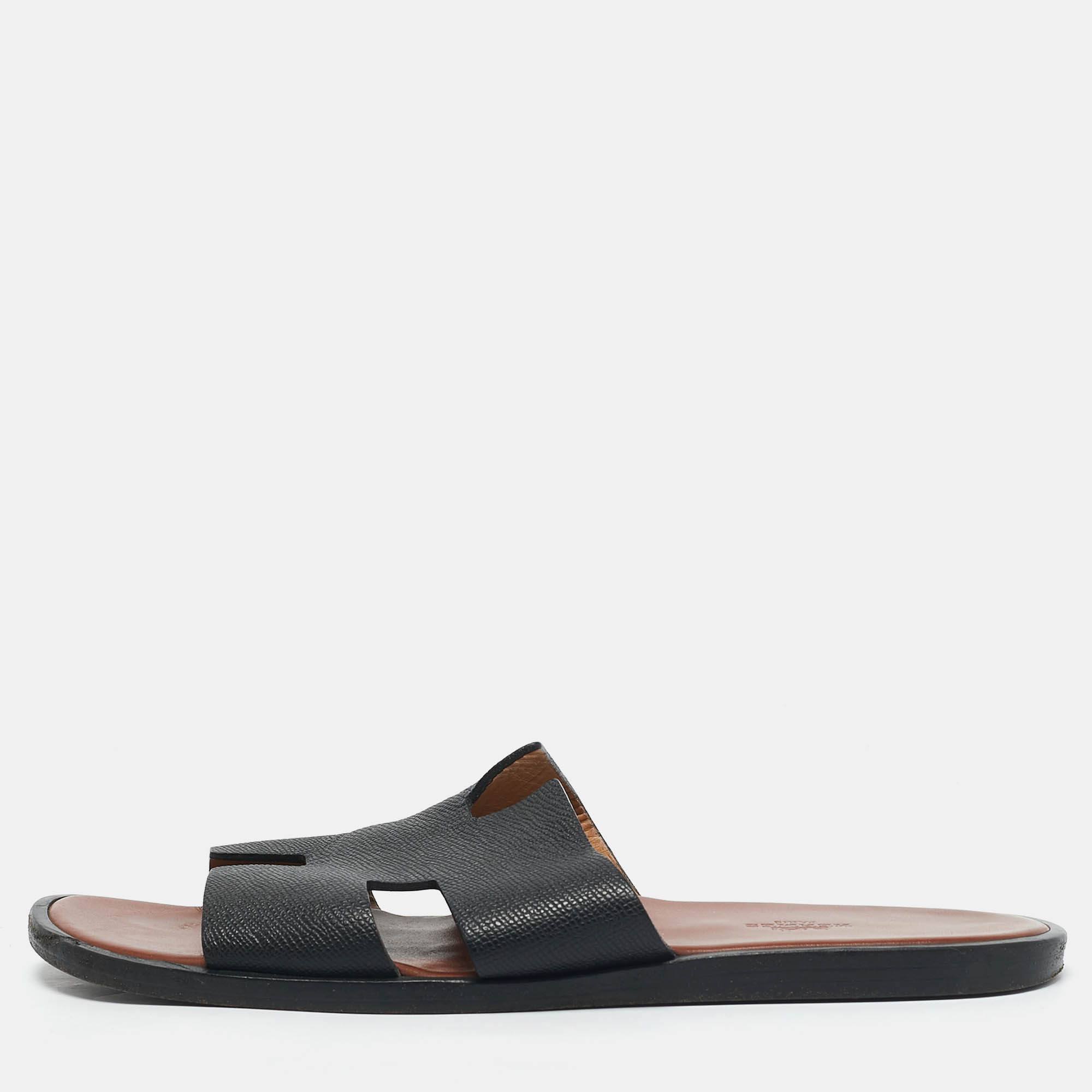 

Hermes Black Leather Izmir Flat Sandals Size