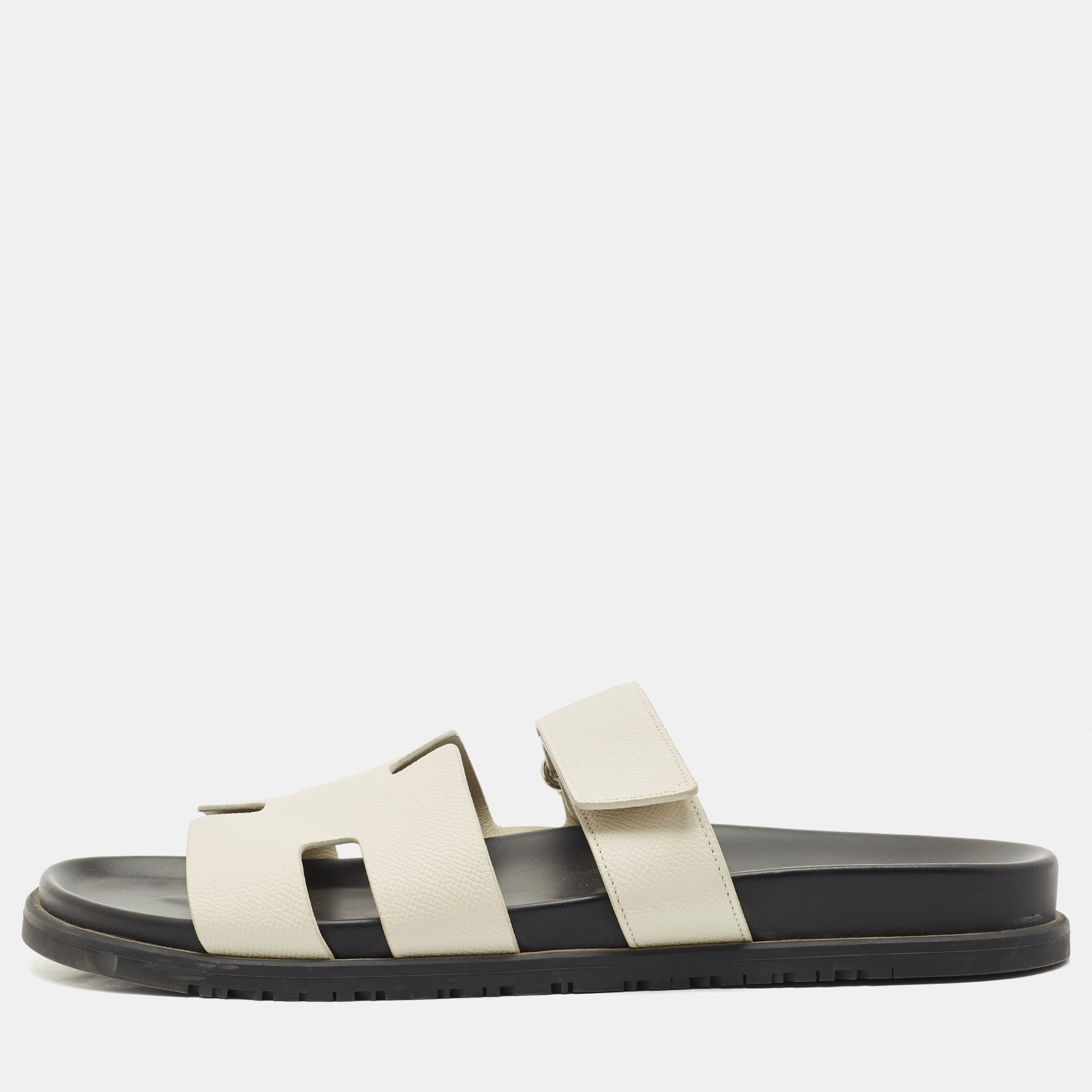 

Hermes Cream Leather Chypre Slide Sandals Size