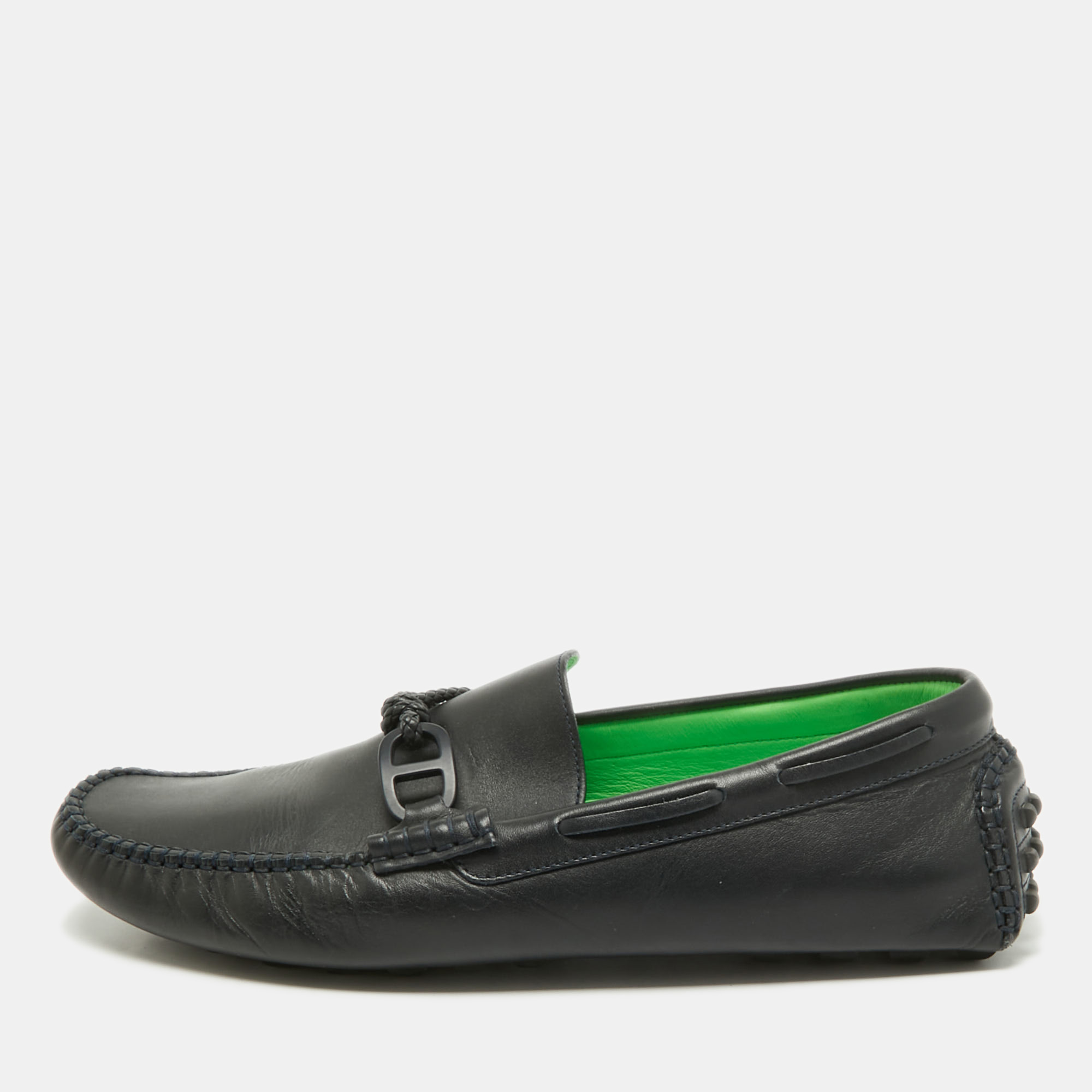 

Hermes Navy Blue Leather Alessandro Loafers Size