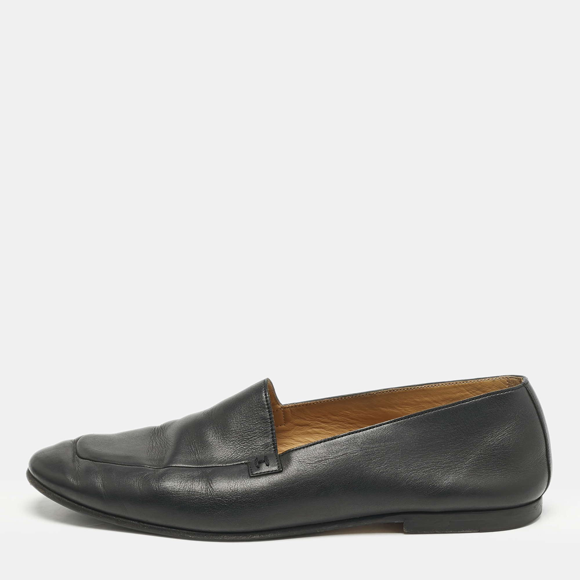 

Hermes Black Leather Slip On Loafers Size