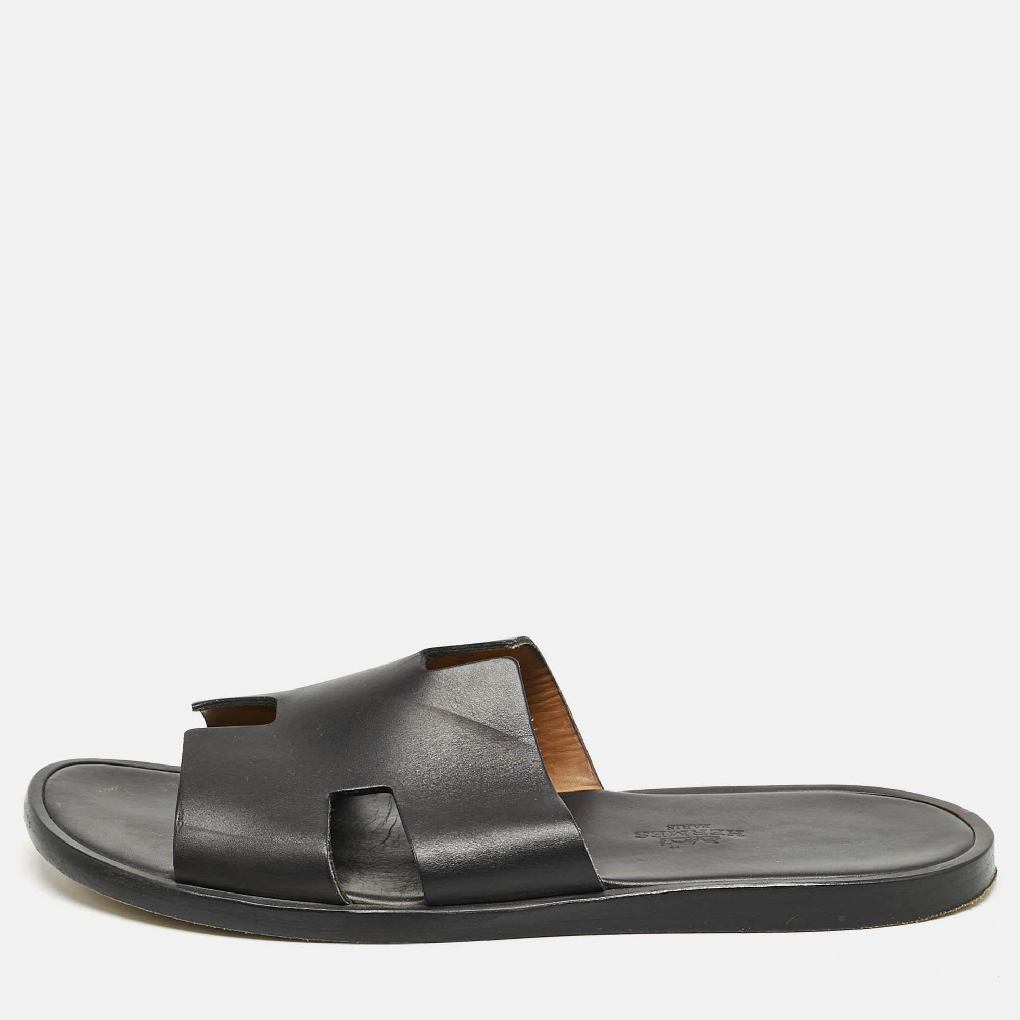 

Hermes Black Leather Izmir Slide Sandals Size