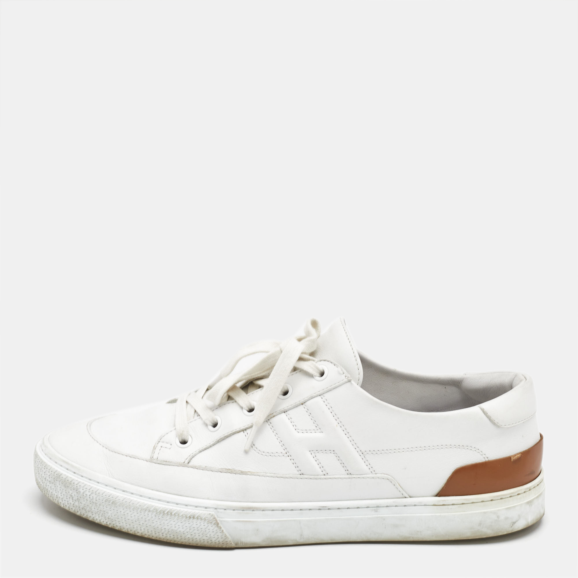 

Hermes White Leather Deep Sneakers Size
