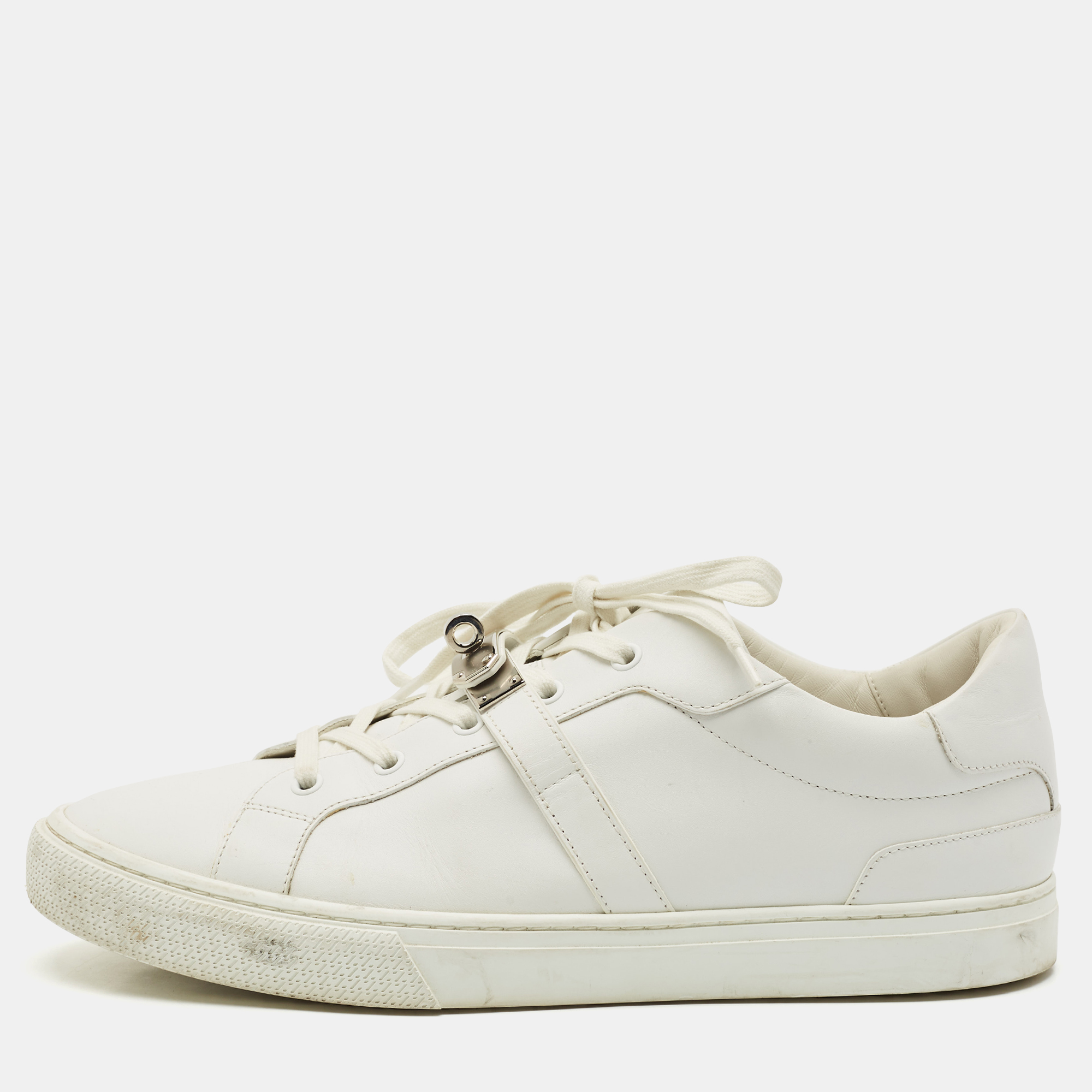 

Hermes White Leather Day Low Top Sneakers Size