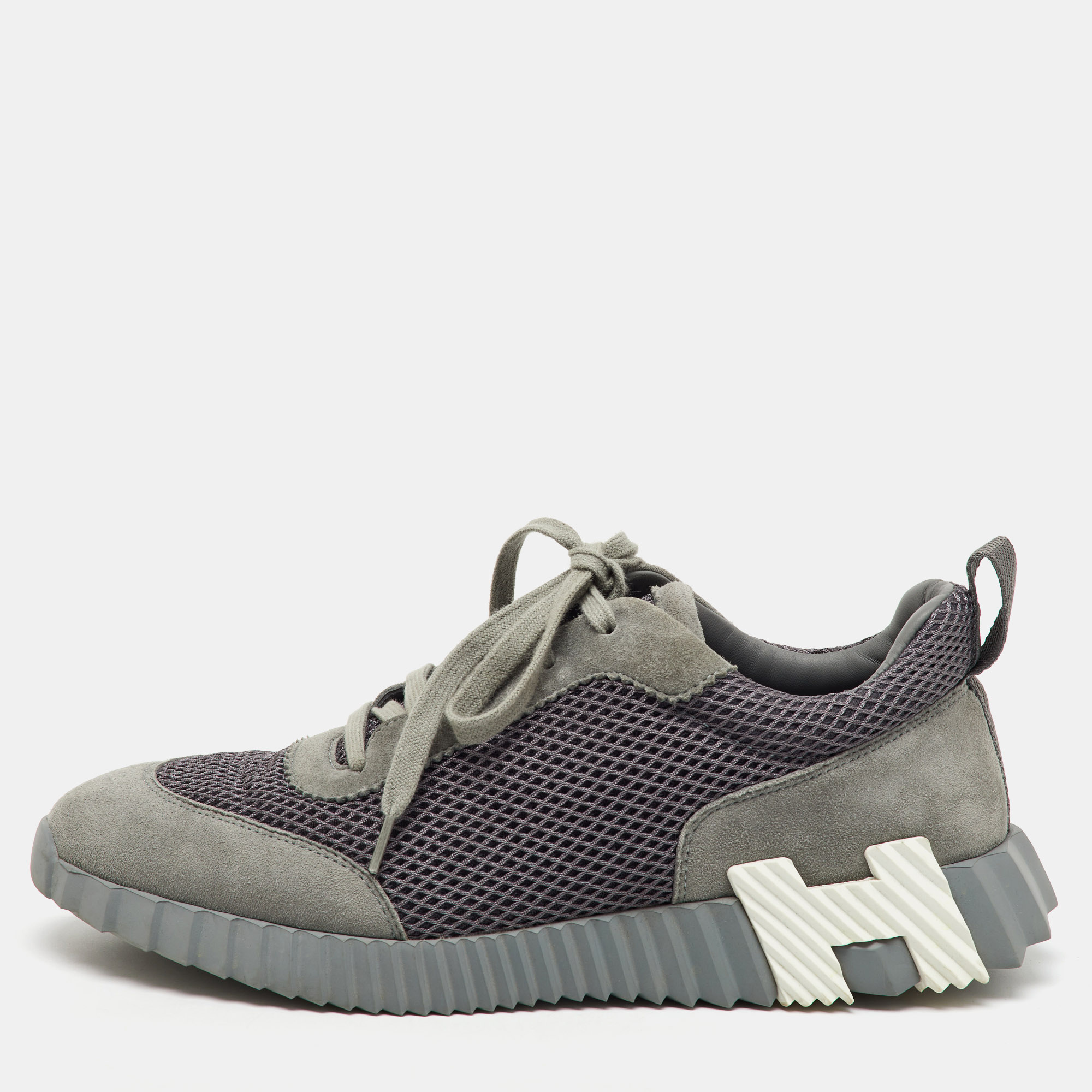

Hermes Grey Mesh and Suede Bouncing Low Top Sneakers Size