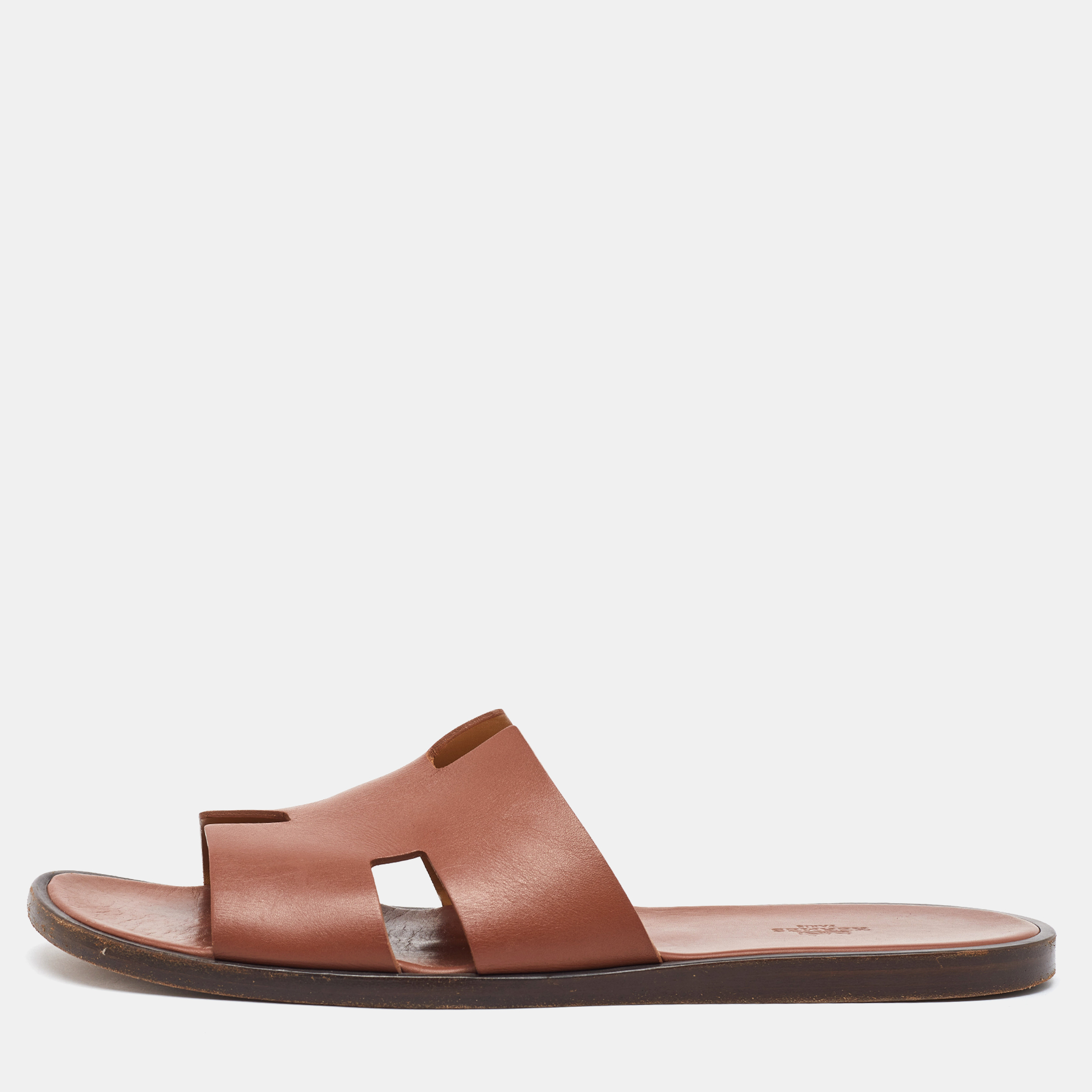 

Hermes Brown Leather Izmir Flat Sandals Size