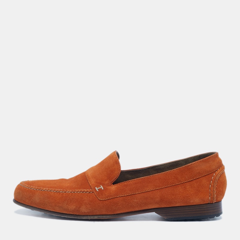 

Hermes Orange Suede Keep Loafers Size