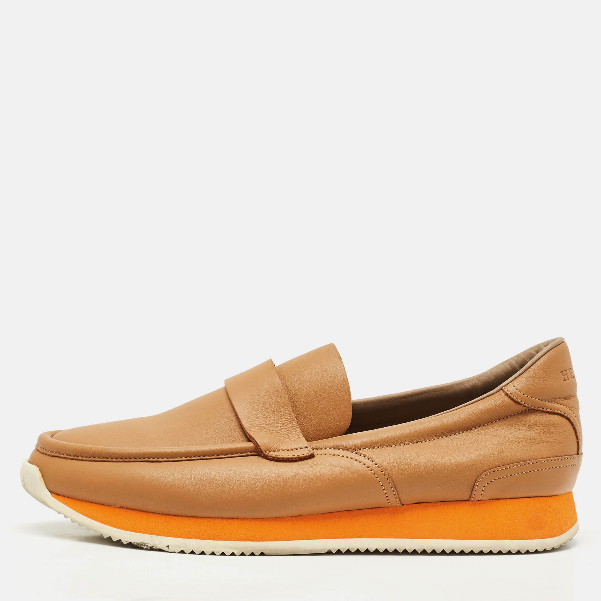 

Hermes Brown Leather Slip On Loafers Size