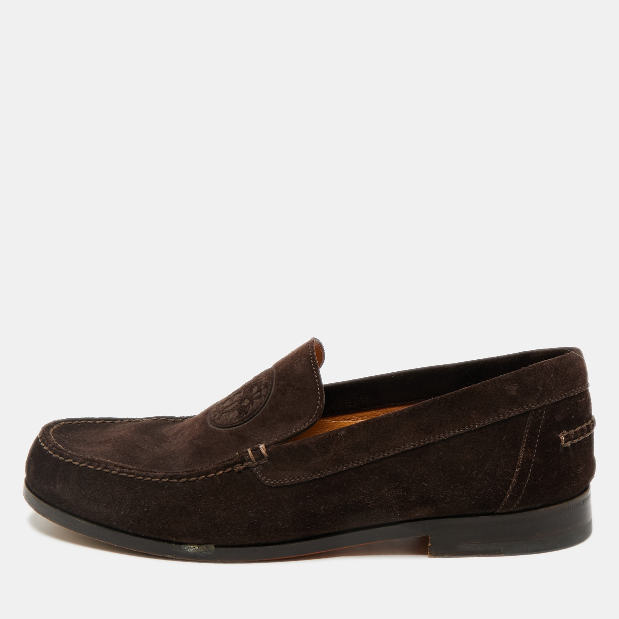

Hermes Chocolate Brown Suede Lucky Moccasins Size