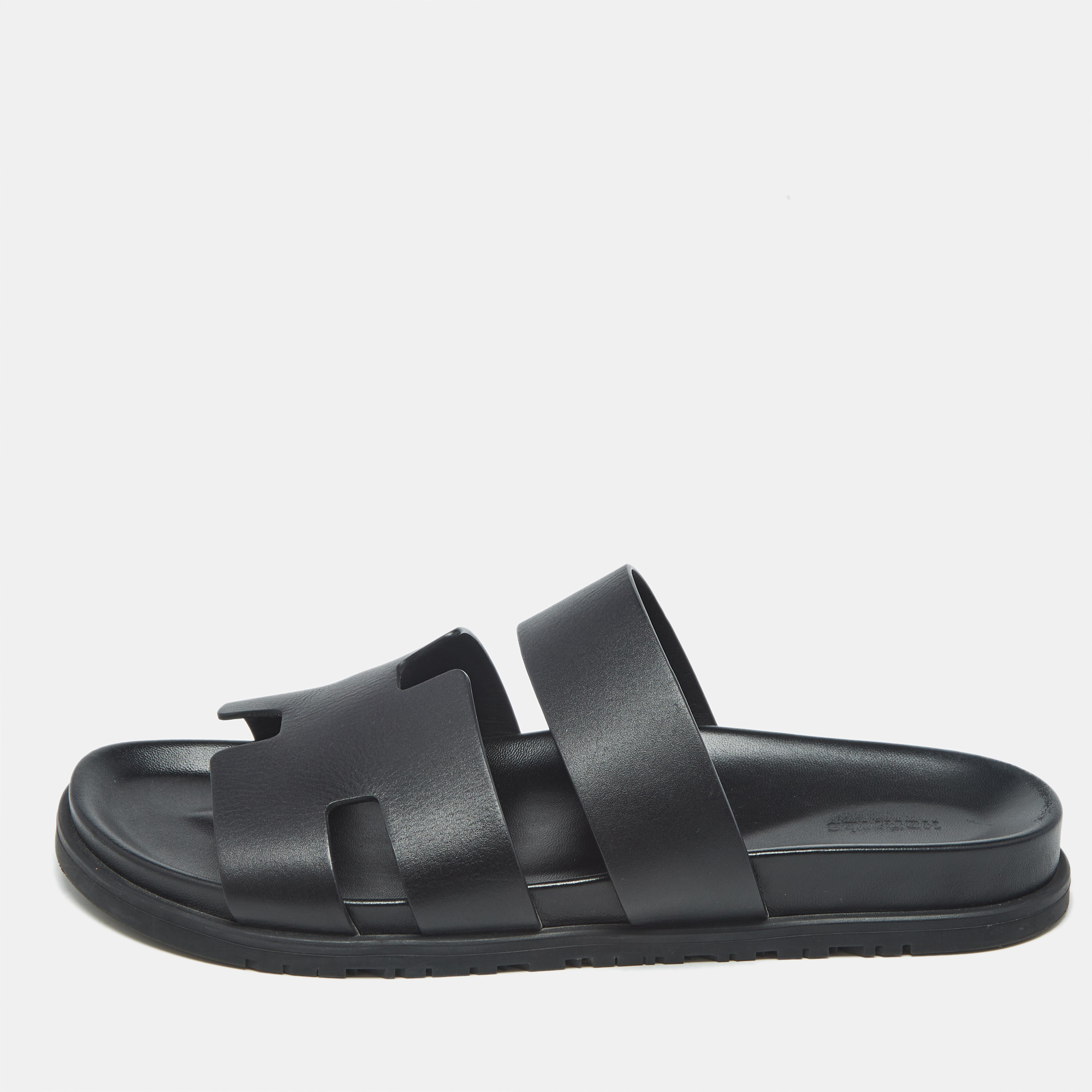 

Hermes Black Leather Ankara Sandals Size
