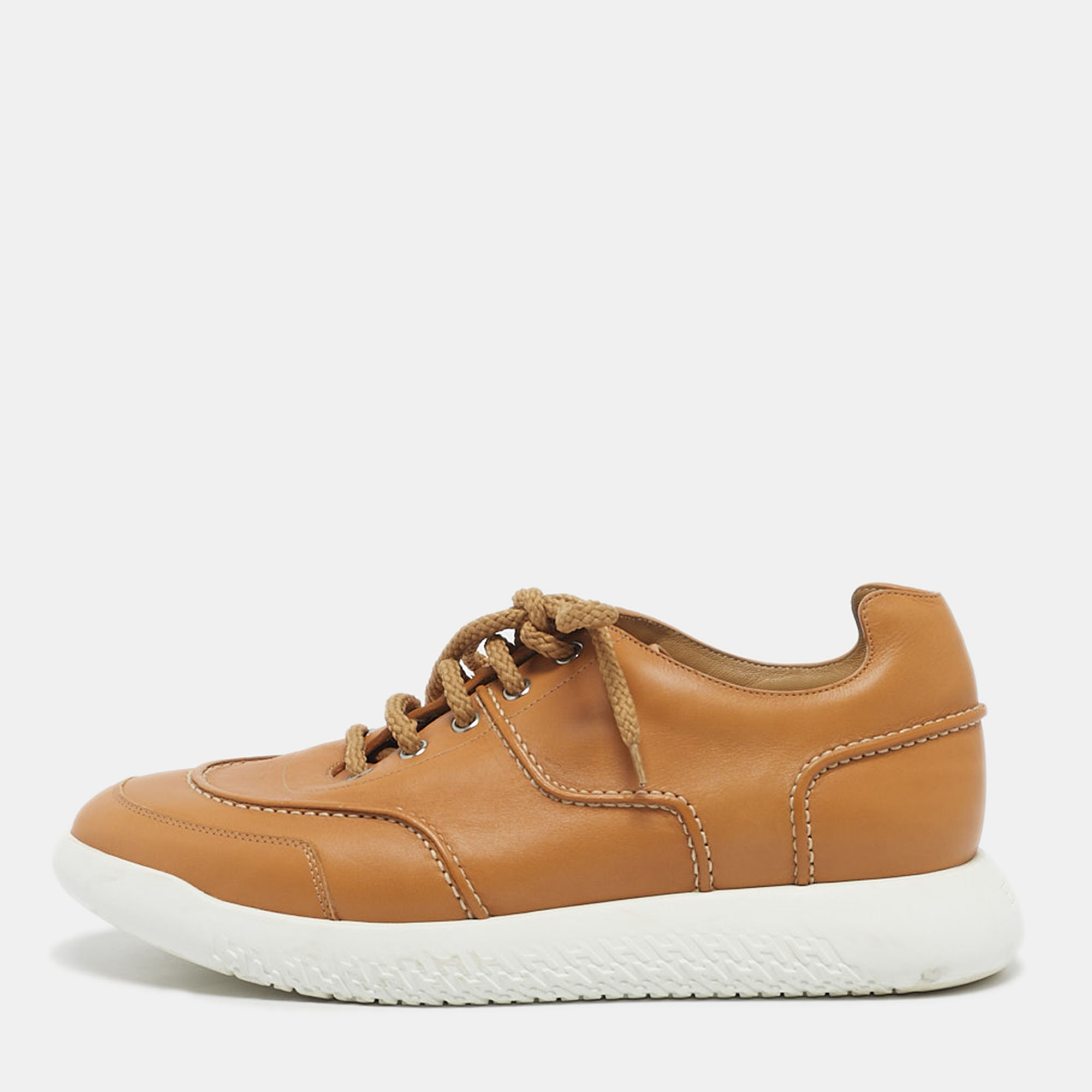 

Hermes Tan Leather Low Top Sneakers Size