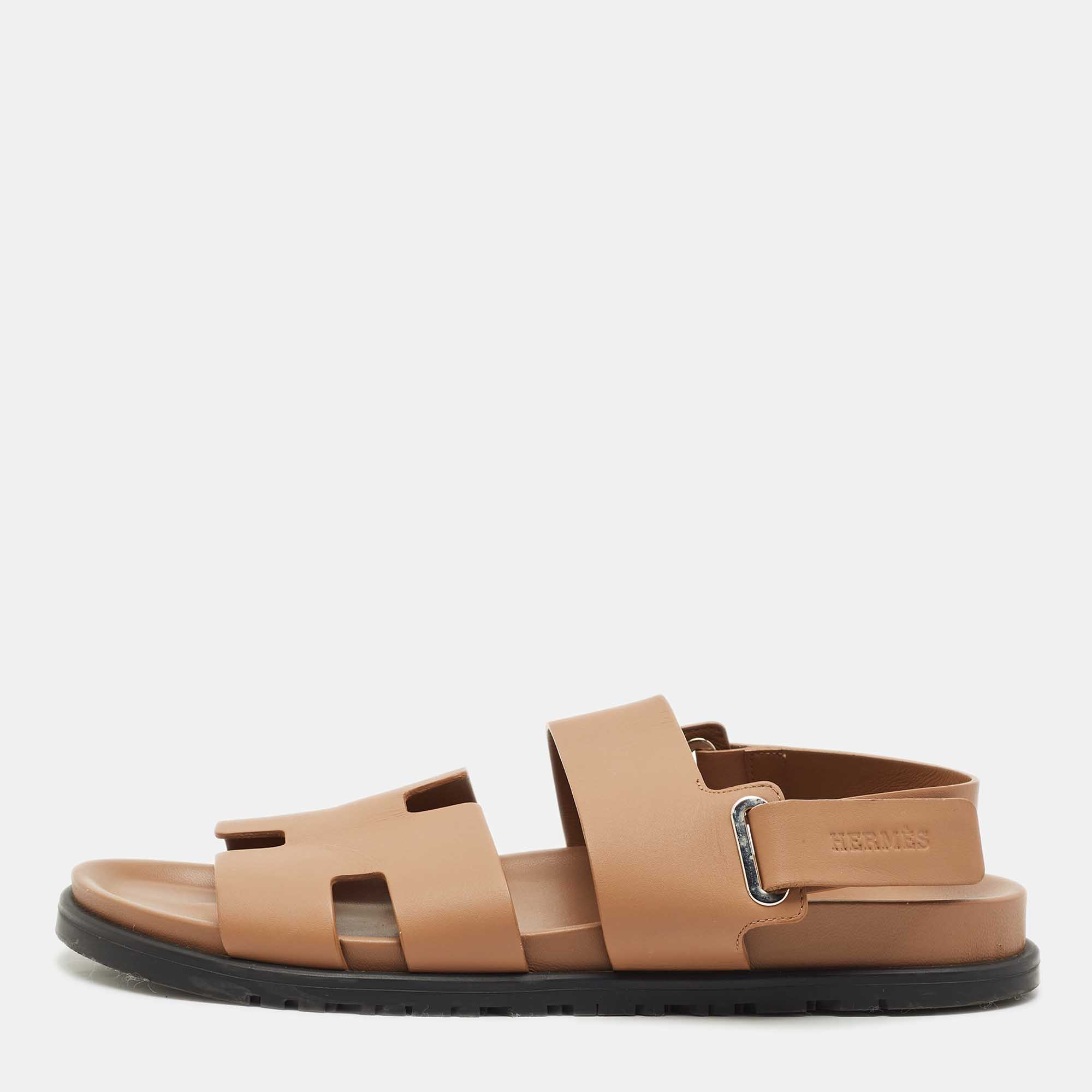 

Hermes Brown Leather Takara Flat Sandals Size