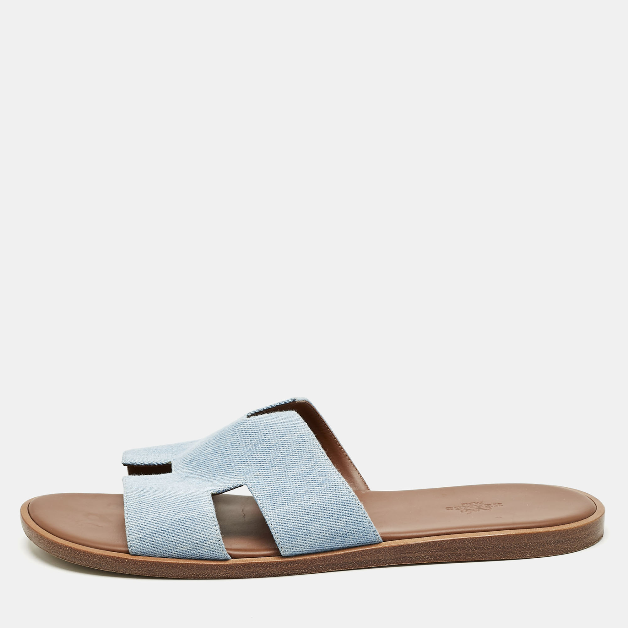 

Hermes Blue Denim Izmir Flat Slide Sandals Size