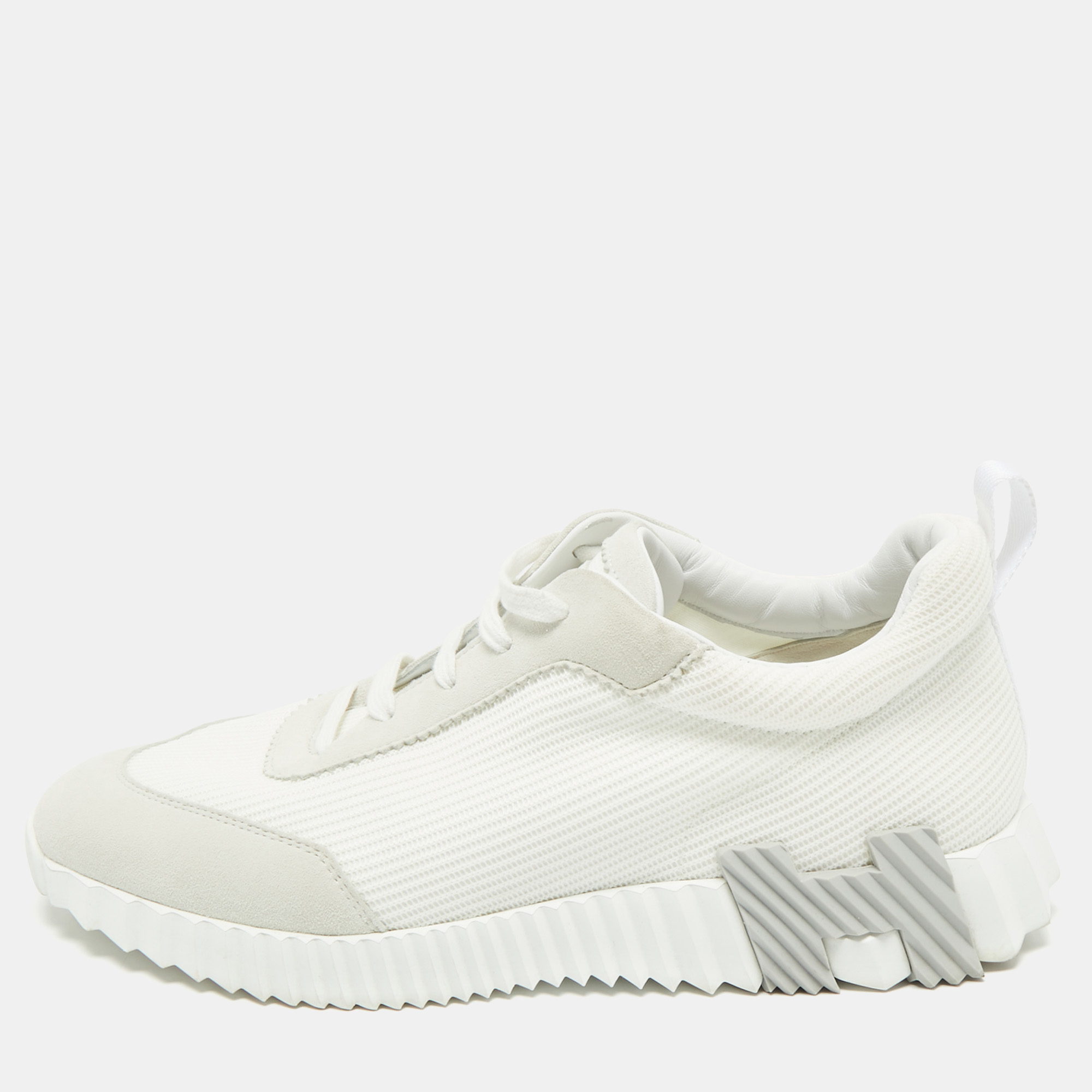 

Hermes Grey Fabric and Suede Bouncing Lace Up Sneakers Size