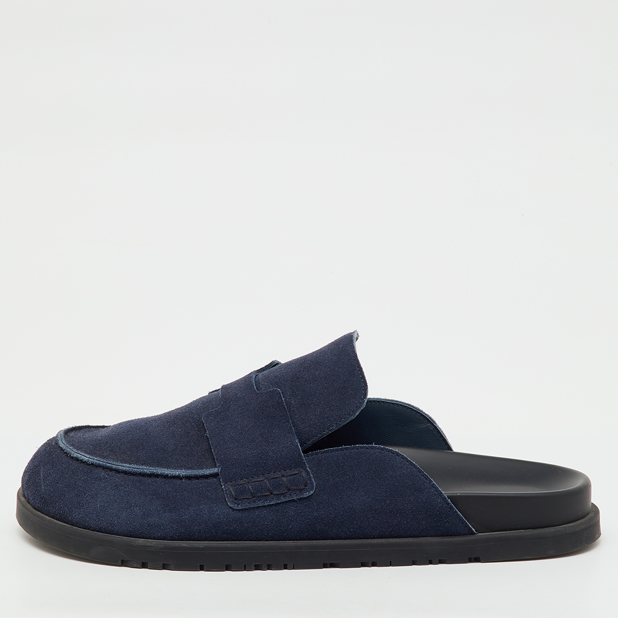 

Hermès Navy Blue Suede Go Mules Size