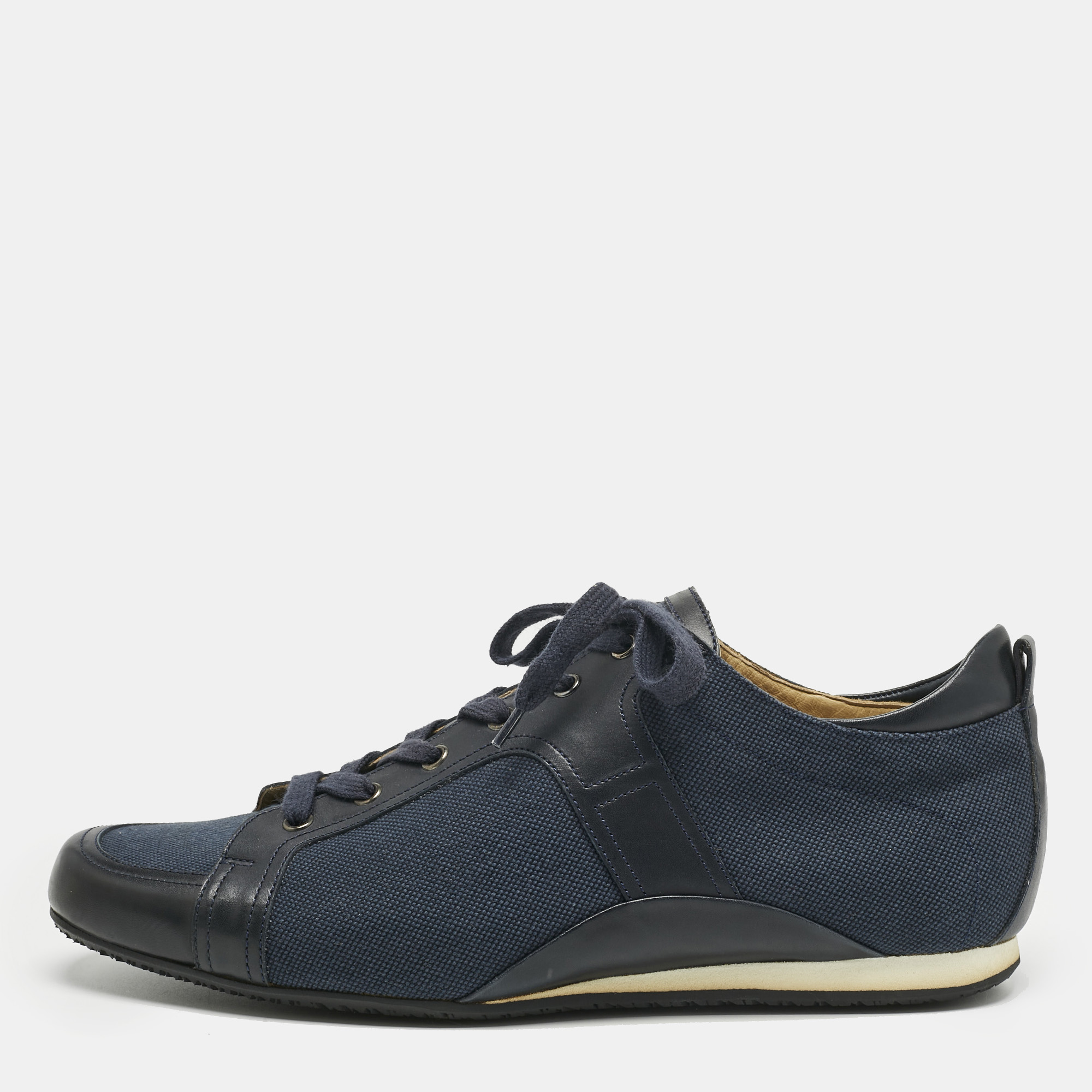 

Hermes Navy Blue Denim and Leather Low-Top Sneakers Size