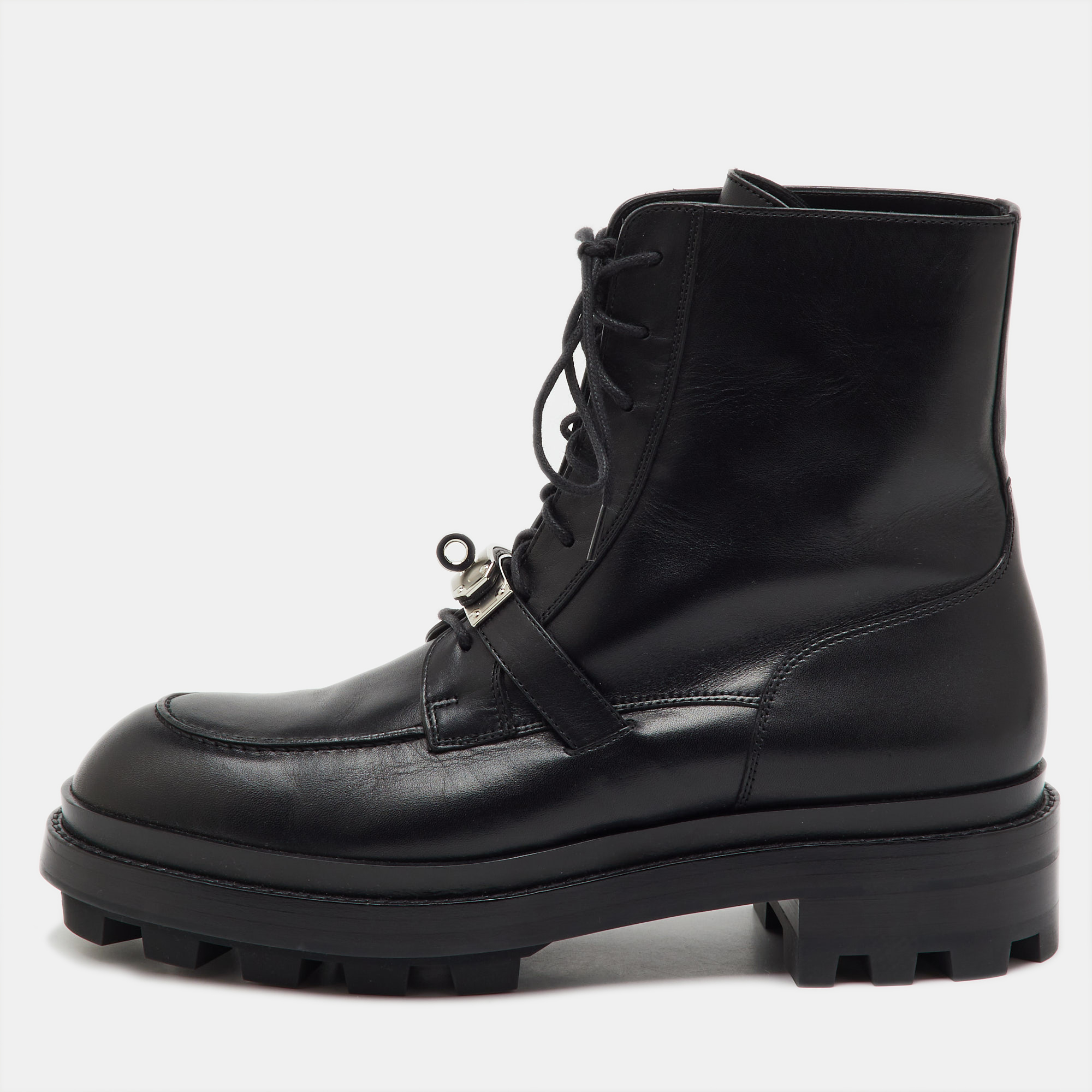 

Hermes Black Leather Funk Ankle Boots Size