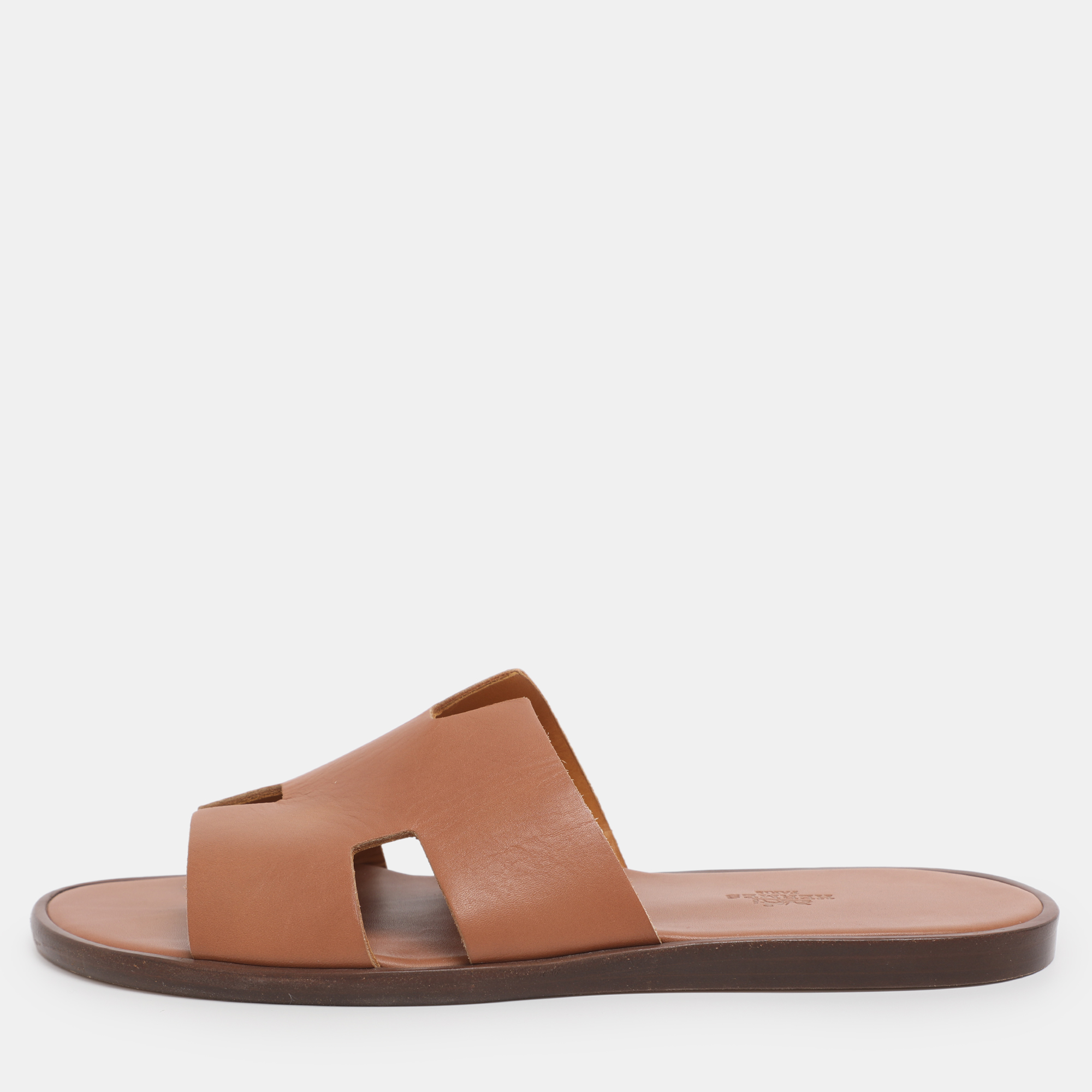 

Hermes Brown Leather Izmir Slides Size