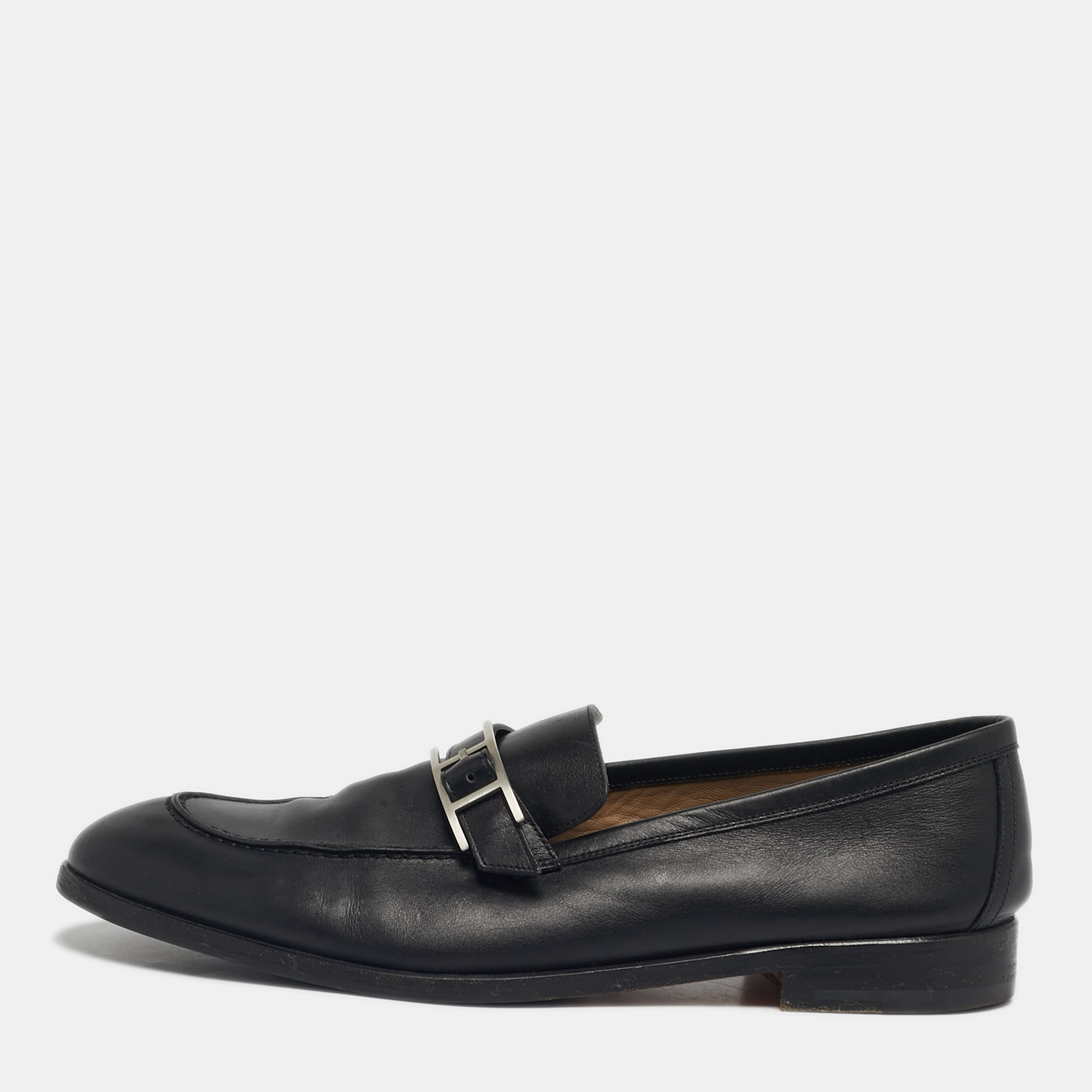 

Hermes Black Leather Monterey Loafers Size